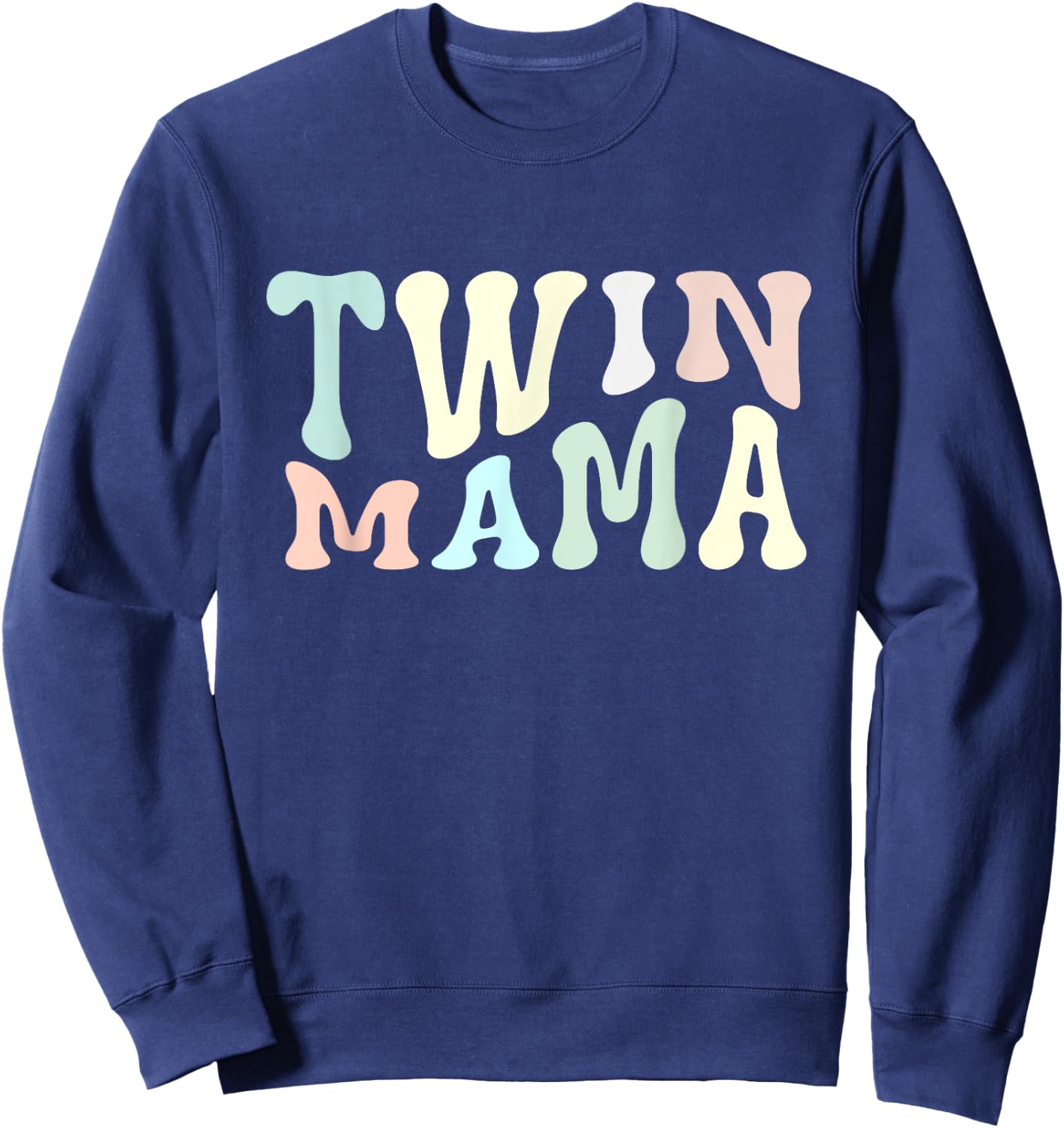 Retro Twin Mama Twin Mom Established Mom Motherhood Sweatshirt - Sweatshirt | Navy