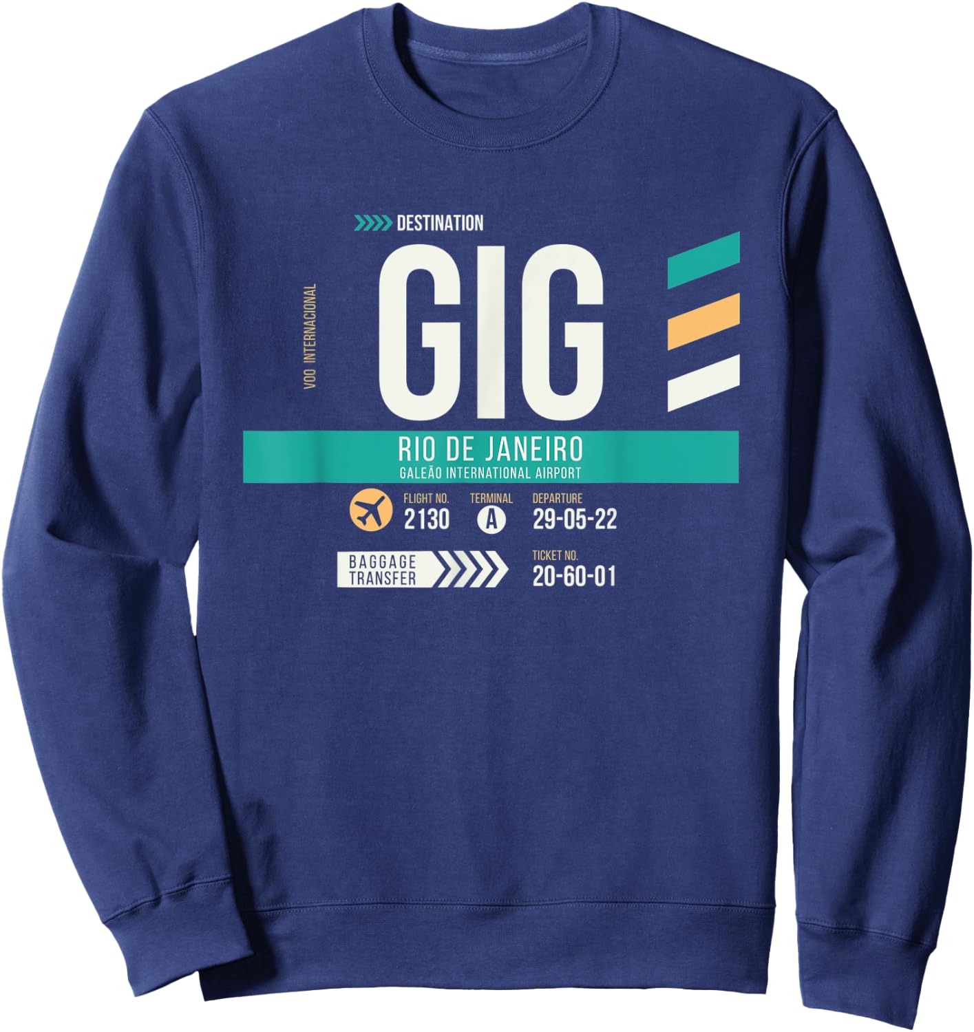 Vintage Rio GIG Airport Code Retro Travel Day Brazil Sweatshirt - Sweatshirt | Navy