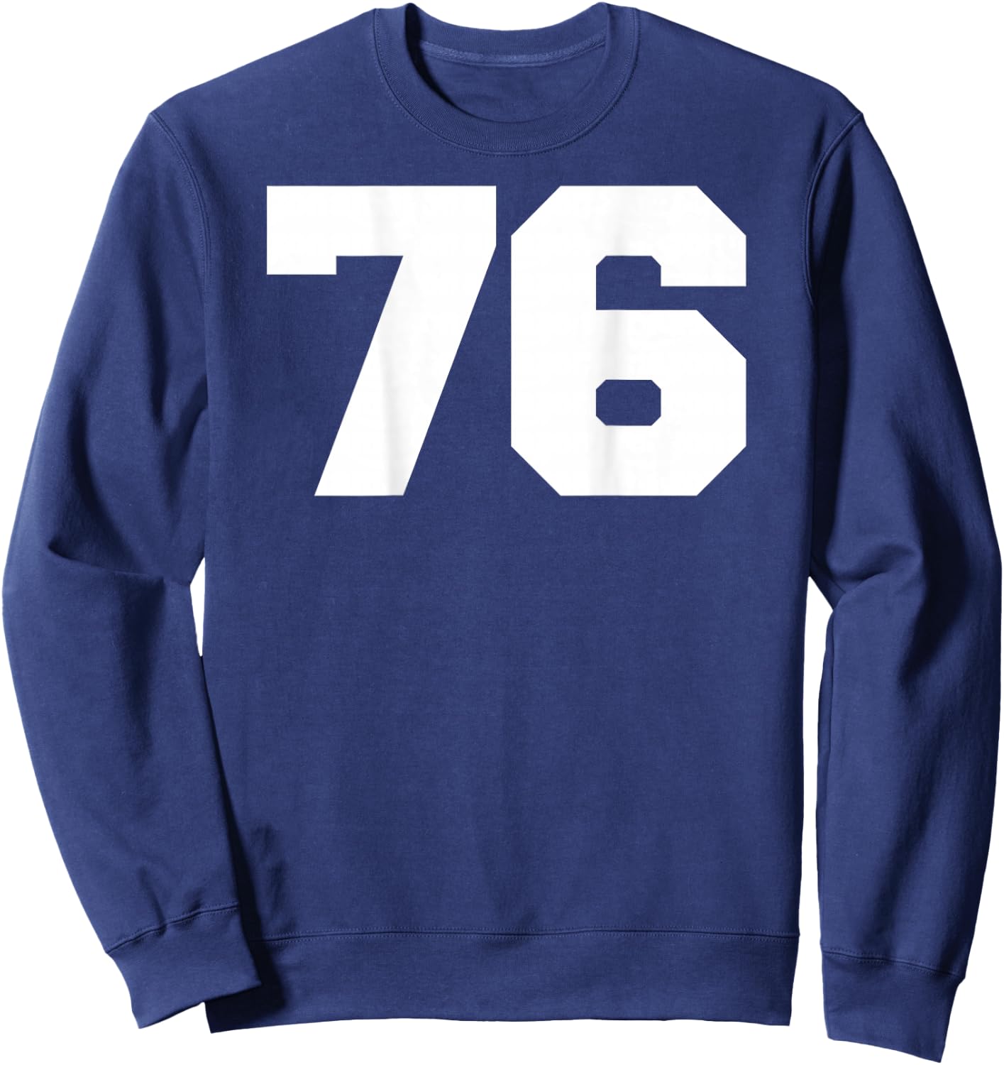 Number 76 Sports Jersey Player #76 Fan BACK PRINT Varsity Sweatshirt - Sweatshirt | Navy