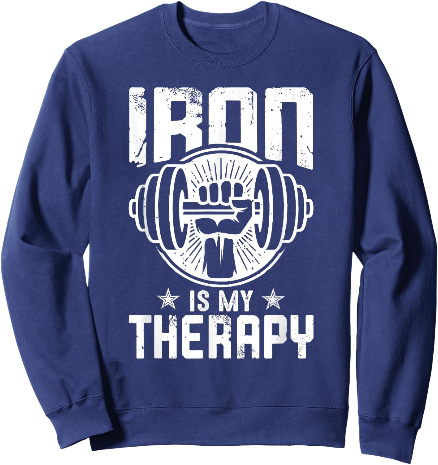 Iron Is My Therapy Gym Motivational Sweatshirt - Sweatshirt | Navy