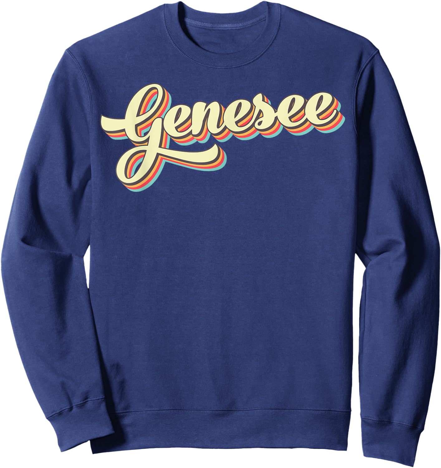 Genesee Retro Art Baseball Font Vintage Sweatshirt - Sweatshirt | Navy