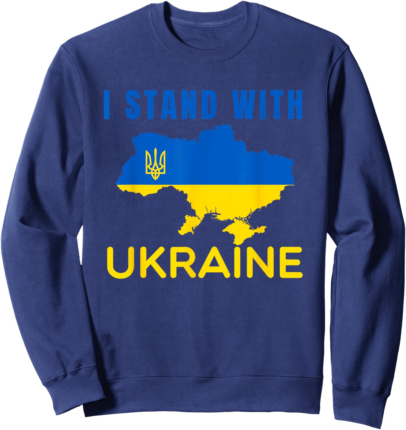 I stand with Ukraine flag emblem map patriot Sweatshirt - Sweatshirt | Navy