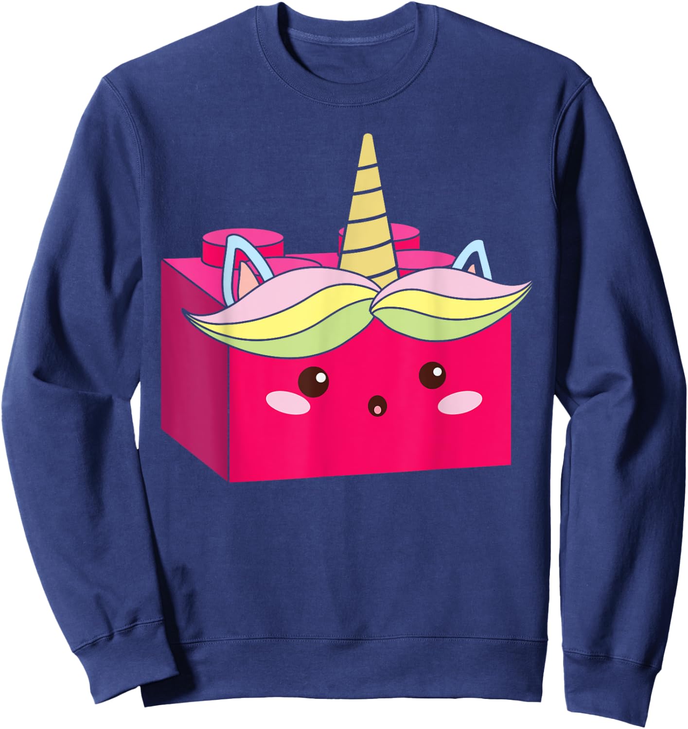 Unicorn Lover Master Builder Bricks Building Blocks Sweatshirt - Sweatshirt | Navy