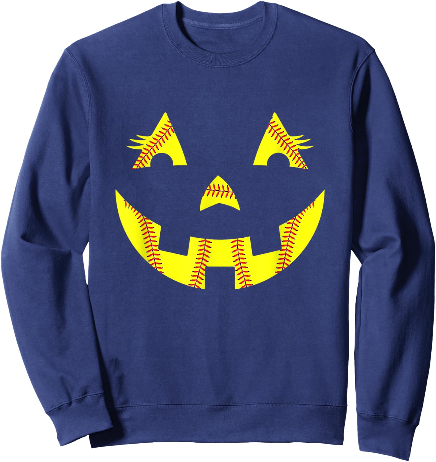Jack O Lantern Softball Halloween Costume Mom Women Girls Sweatshirt - Sweatshirt | Navy