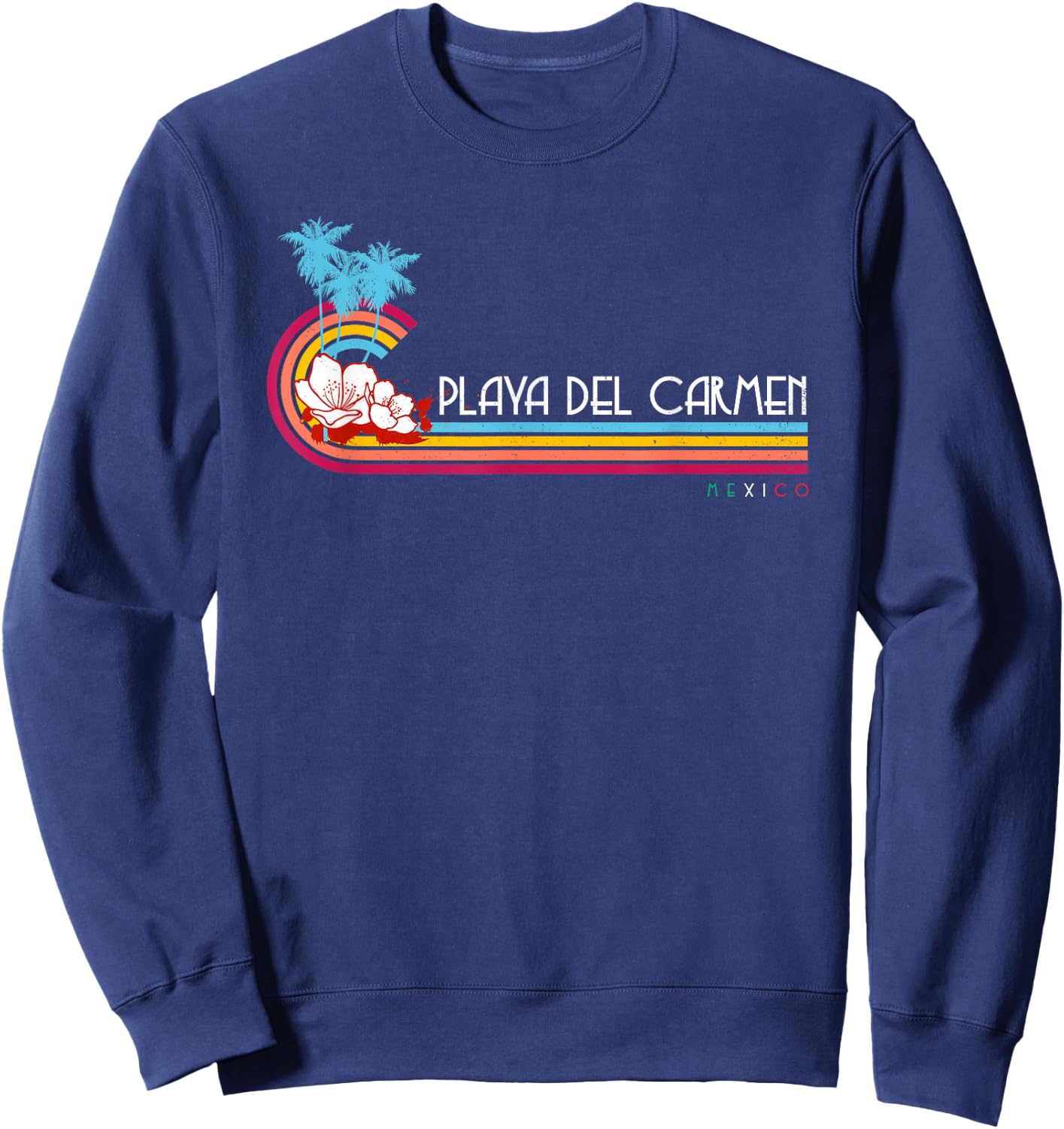 Summer Vacation Vintage Mexico Playa Del Carmen Beach Sweatshirt - Sweatshirt | Navy