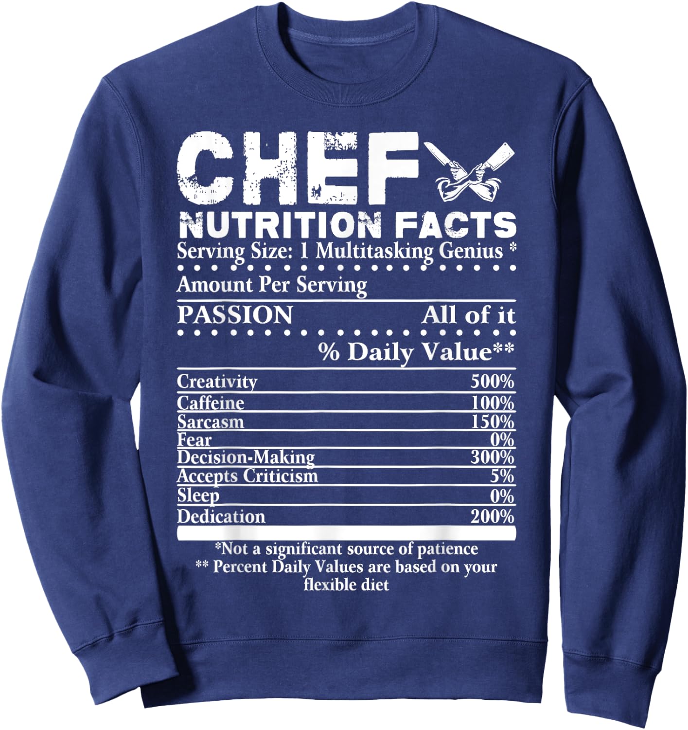Chef Nutrition Facts Cool Chef Gift Chefs Sweatshirt - Sweatshirt | Navy