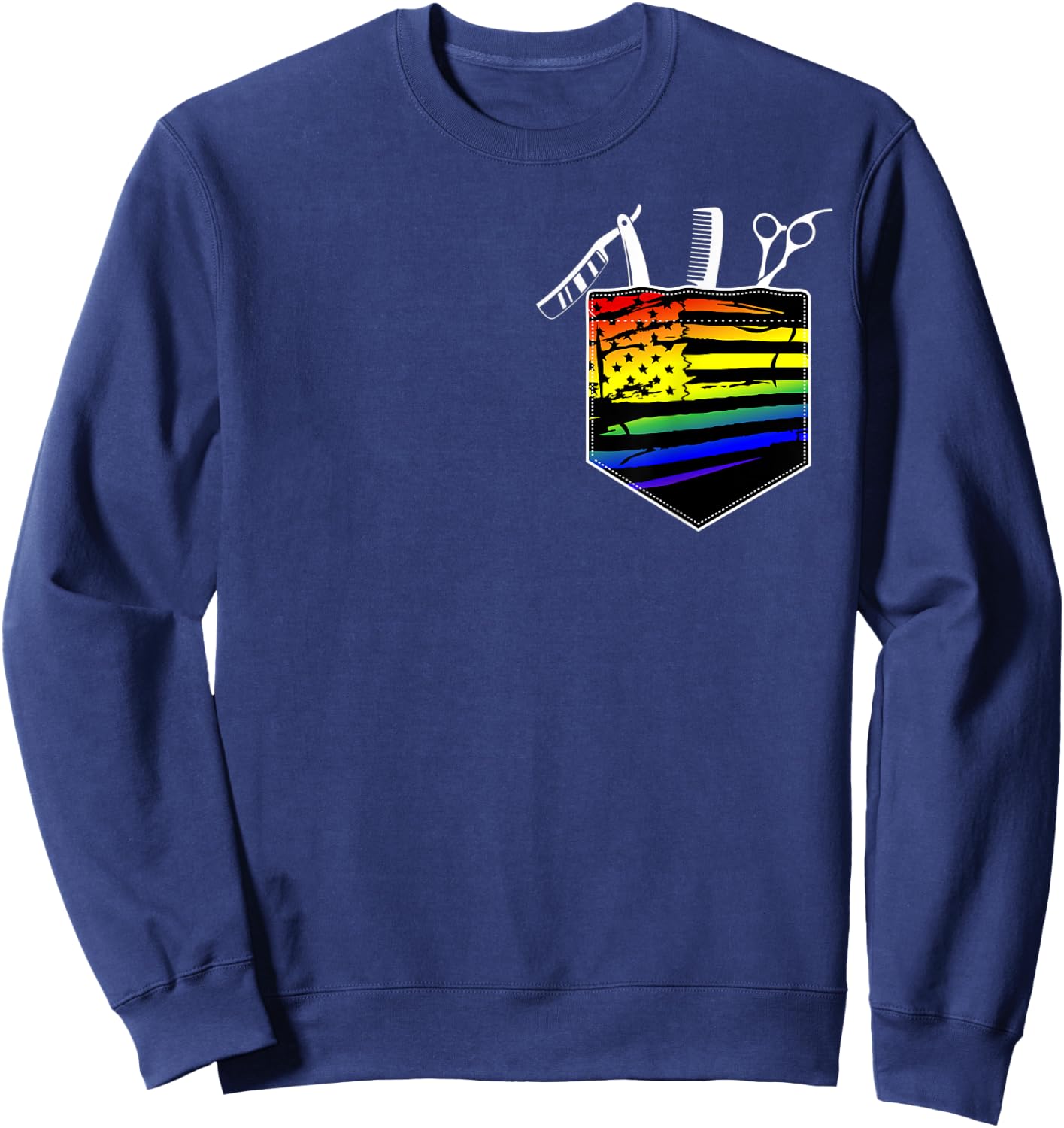Gay Pride Hairstylists Rainbow Pocket Gay Hairdresser Sweatshirt - Sweatshirt | Navy