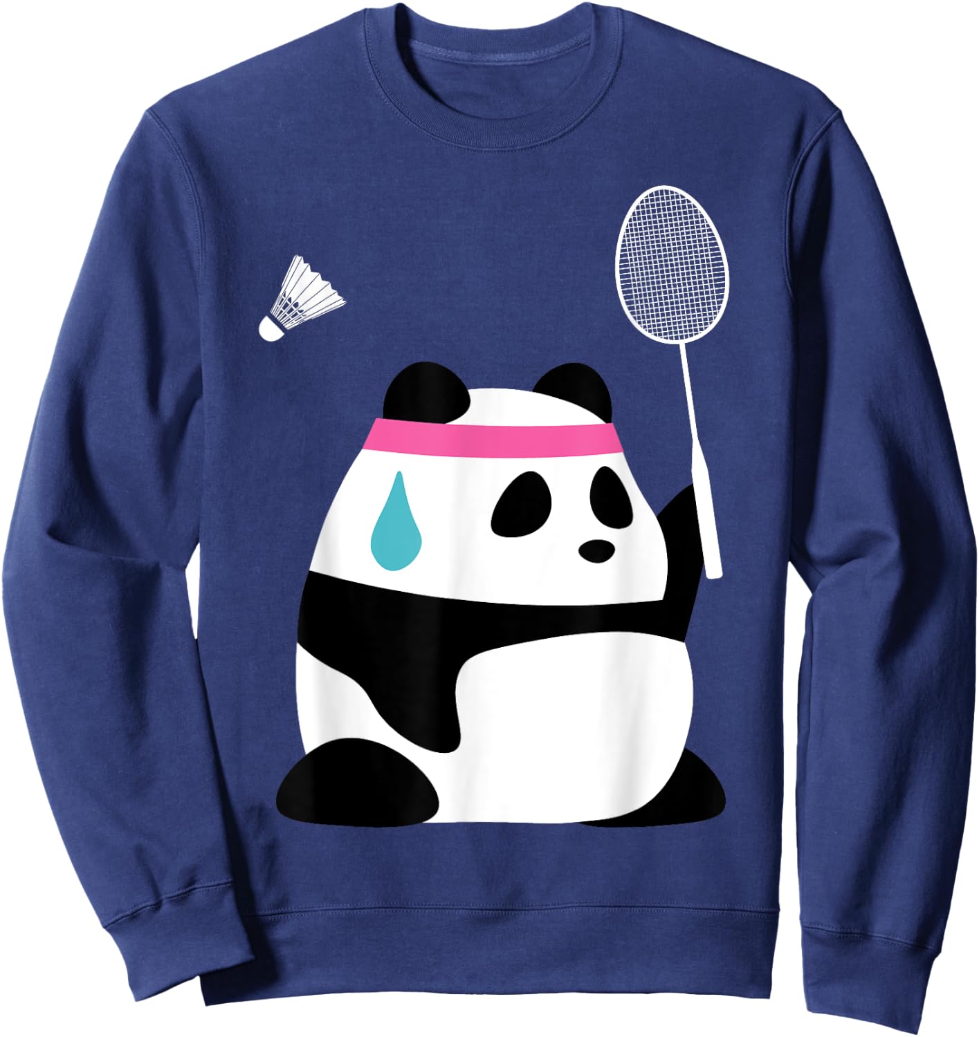 Exhausted Badminton Panda - Funny Cute Shuttlecock Animal Sweatshirt - Sweatshirt | Navy