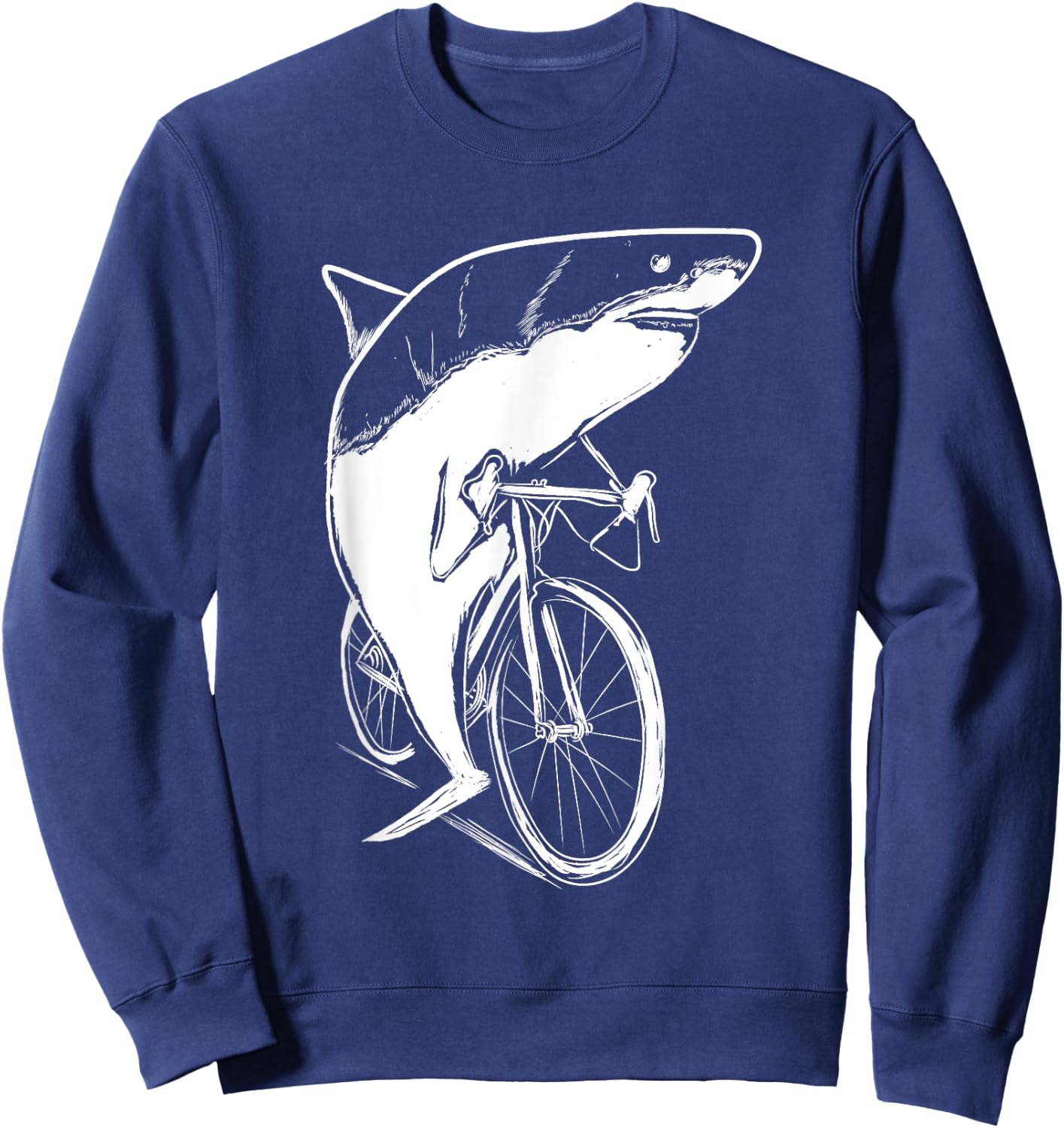 Cycling Shark Bicycle Clothes Outfit Cyclist Gift Shark Sweatshirt - Sweatshirt | Navy