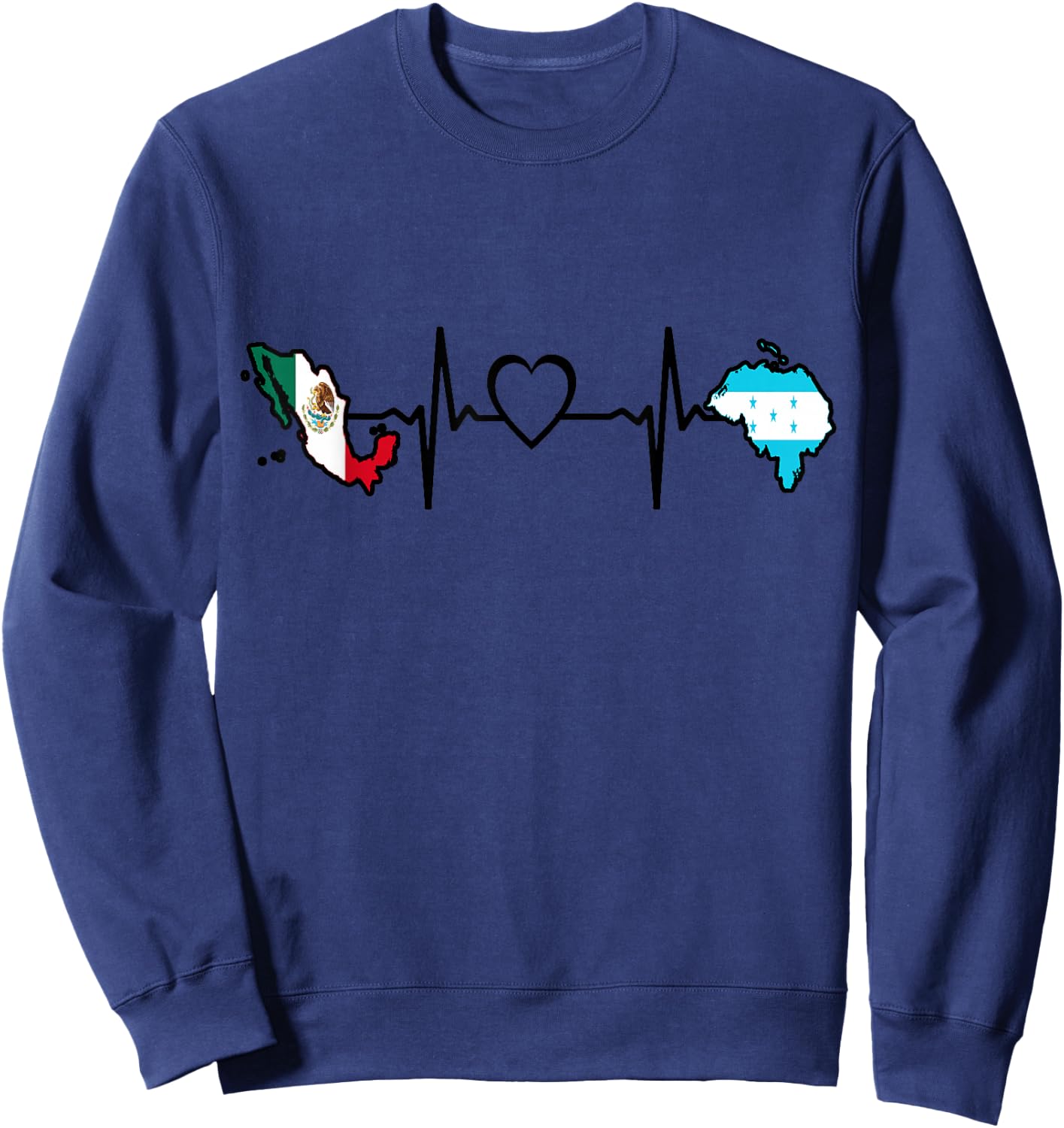 Mexico Honduras Flag - Mexican Honduran Heartbeat Sweatshirt - Sweatshirt | Navy