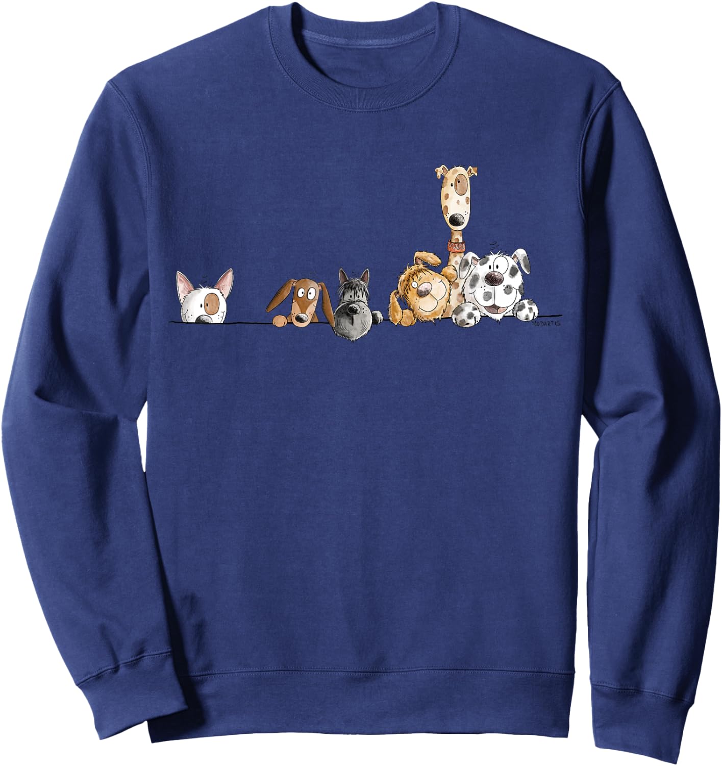 Droll Dogs Team I Funny Puppy Dog Lover Cartoon Fun Sweatshirt - Sweatshirt | Navy