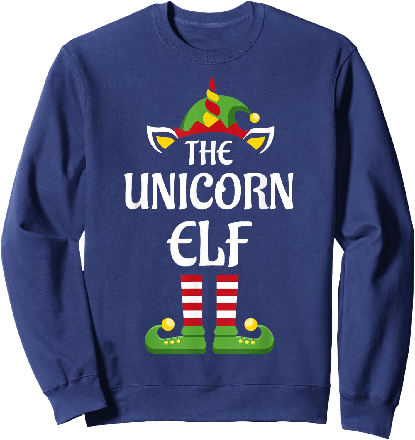 Unicorn Elf Family Matching Group Christmas Sweatshirt - Sweatshirt | Navy