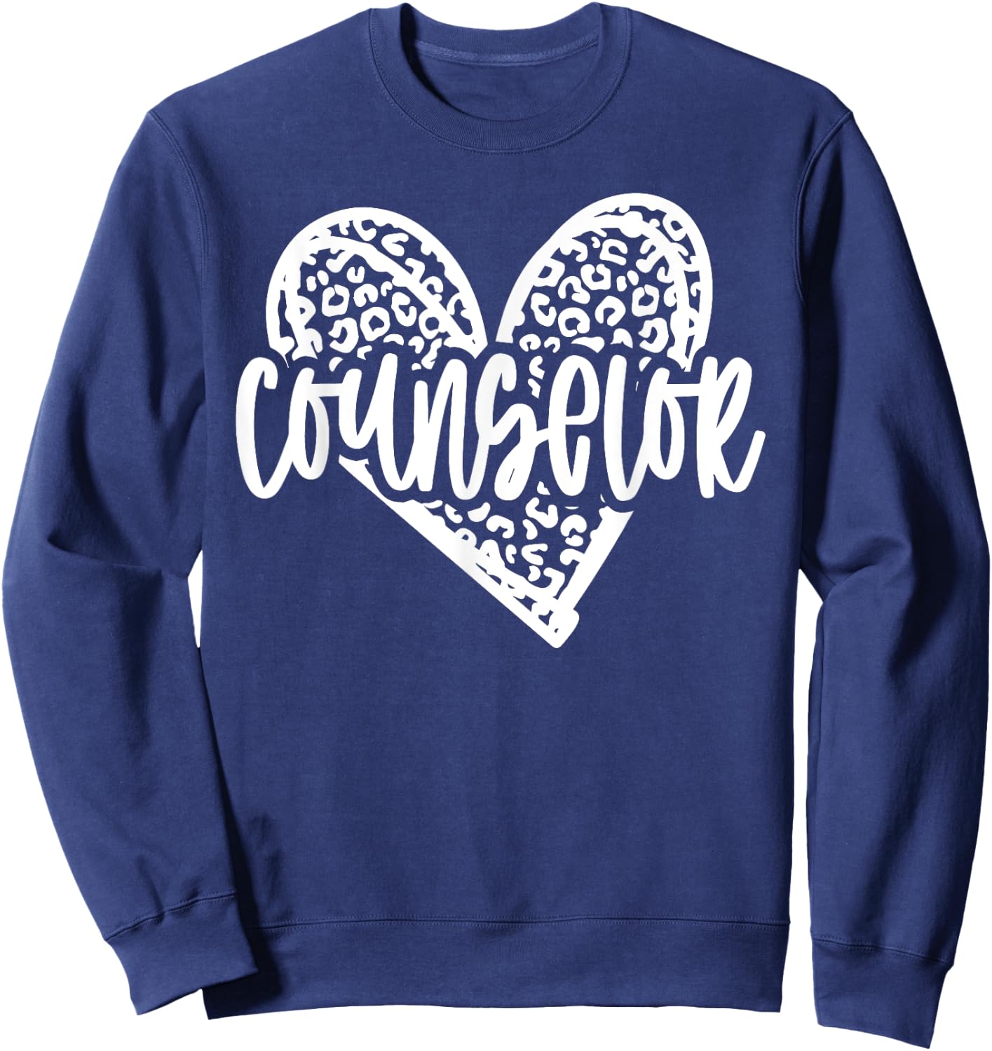 School Counselor Leopard Heart Schools Guidance Counseling Sweatshirt - Sweatshirt | Navy