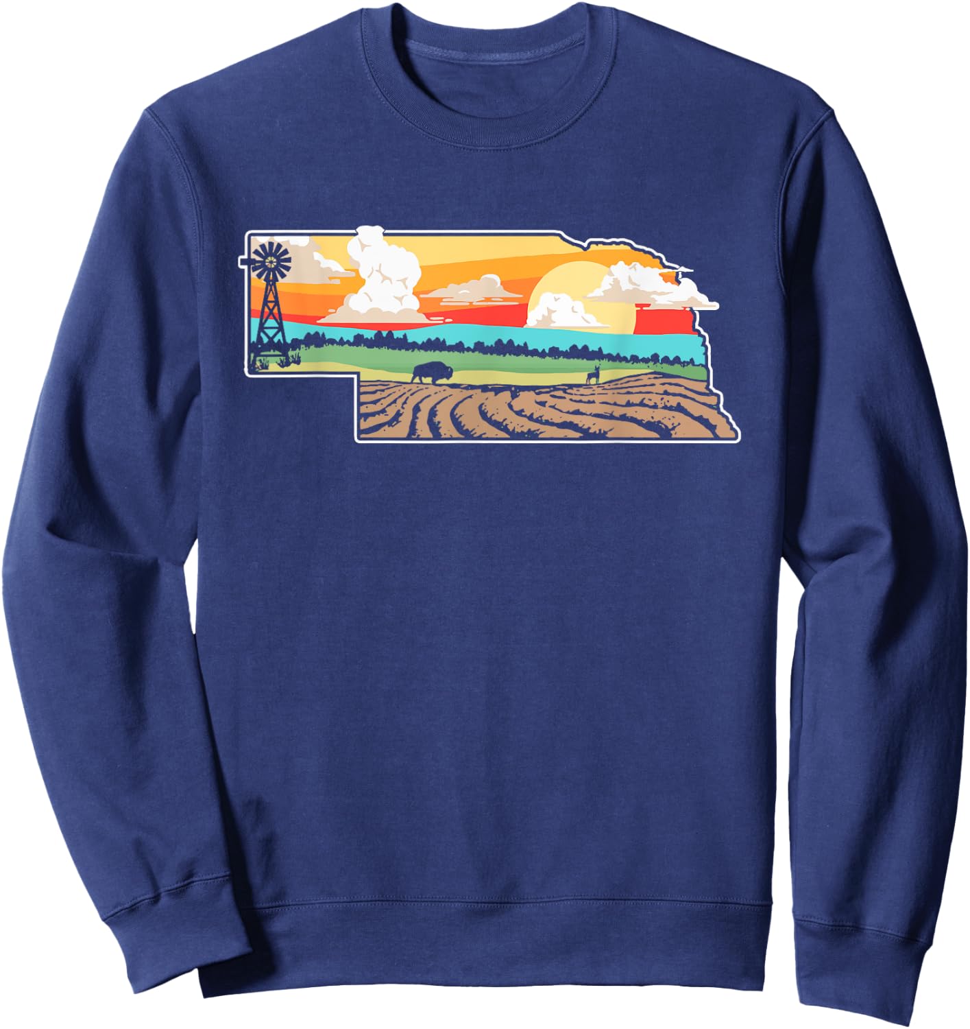 State of Nebraska Pride Outdoor & Nature Artistic Graphic Sweatshirt - Sweatshirt | Navy