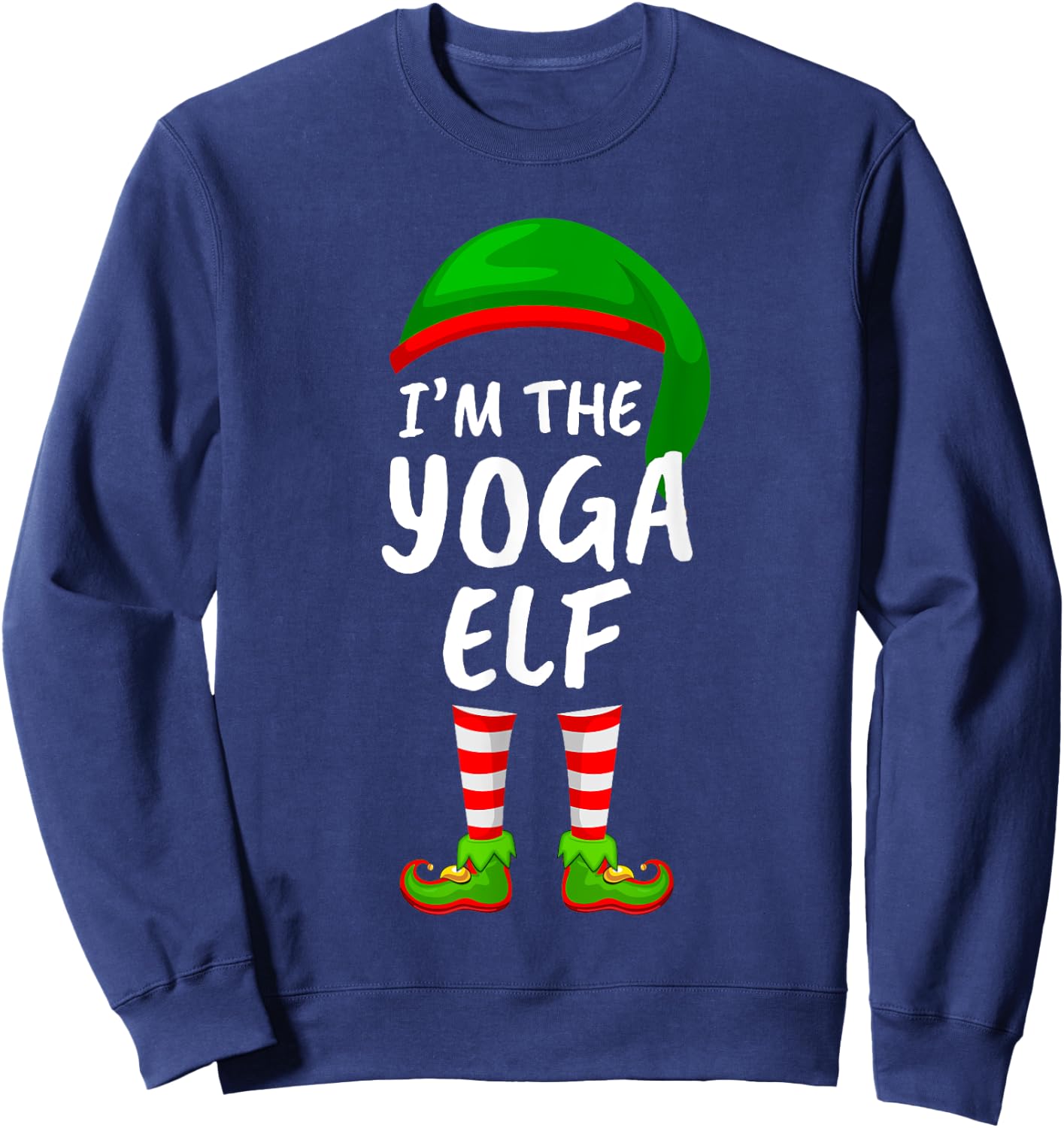 Matching Family Funny I'm The Yoga Elf Christmas Sweatshirt - Sweatshirt | Navy