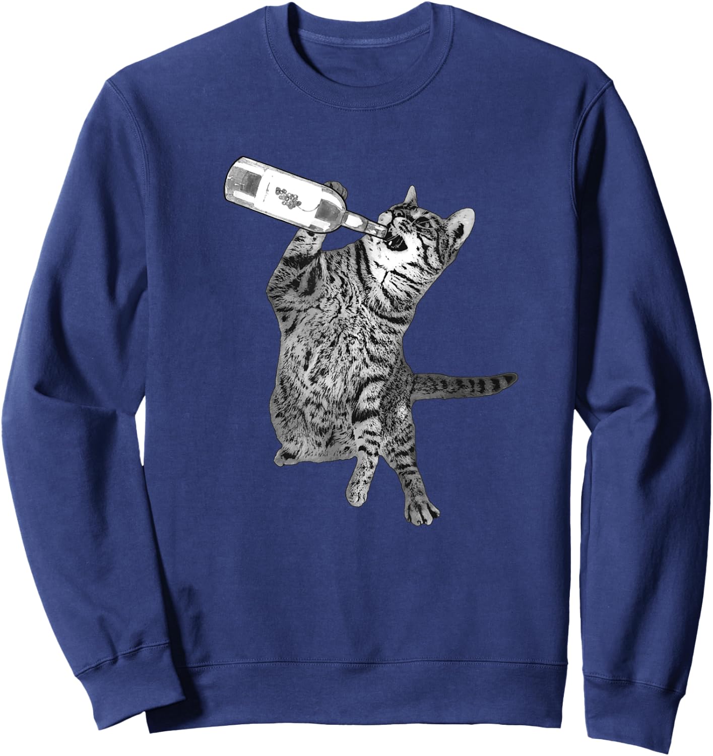 Wine Drinking Cat Funny Drunk Cat Cat Wine Lovers Sweatshirt - Sweatshirt | Navy