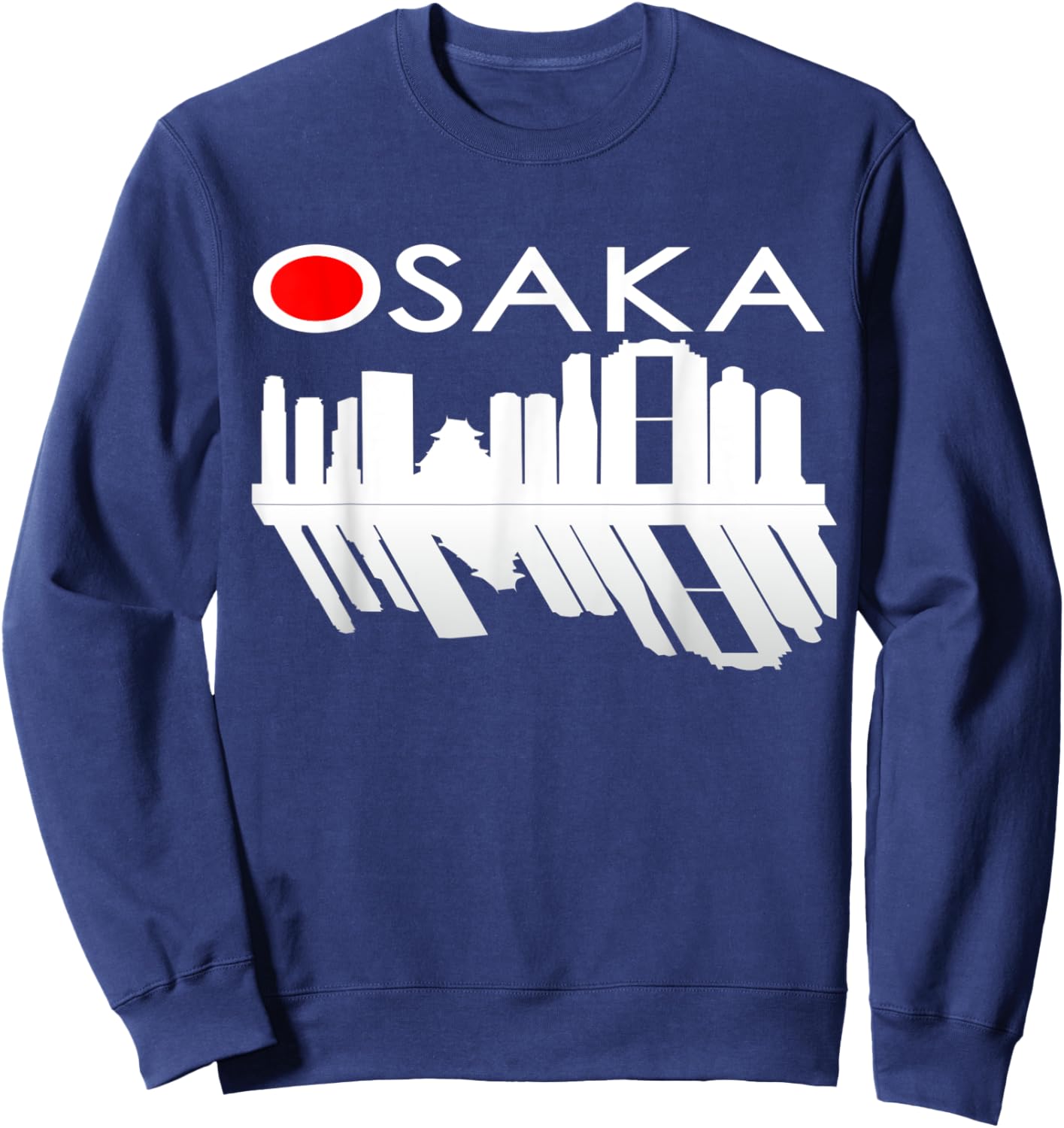 Osaka Japan Skyline & Reflection of Building, Tower Sweatshirt - Sweatshirt | Navy
