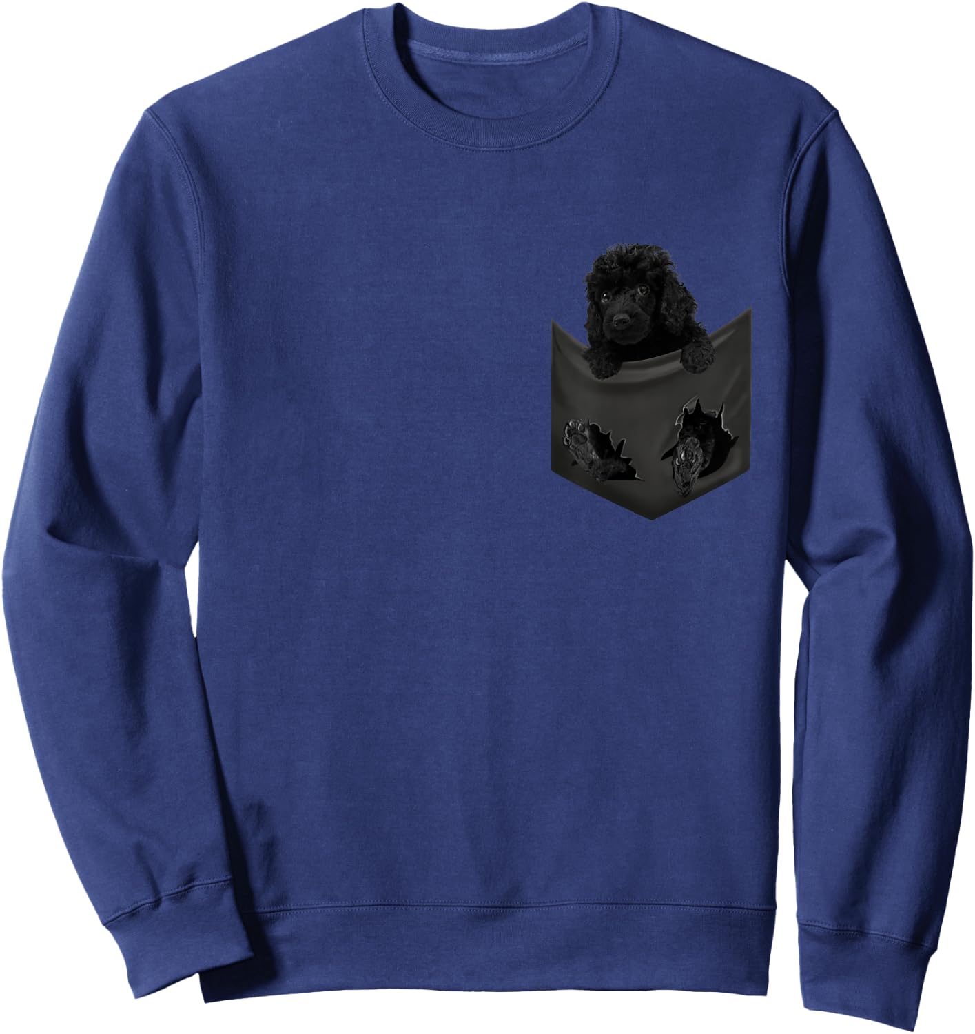 Black Poodle Dog In Pocket Men Women Girls Kids Sweatshirt - Sweatshirt | Navy