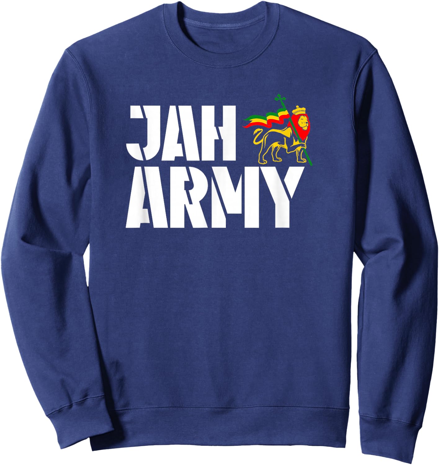 Afro Roots Rastafarian Rasta Jah Army Jamaica Reggae Sweatshirt - Sweatshirt | Navy