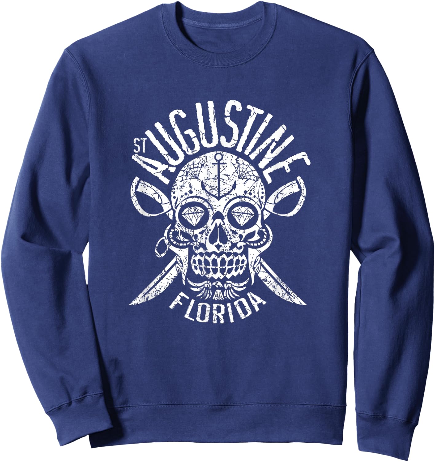 St. Augustine Florida Halloween Sugar Skull, Day of the Dead Sweatshirt - Sweatshirt | Navy