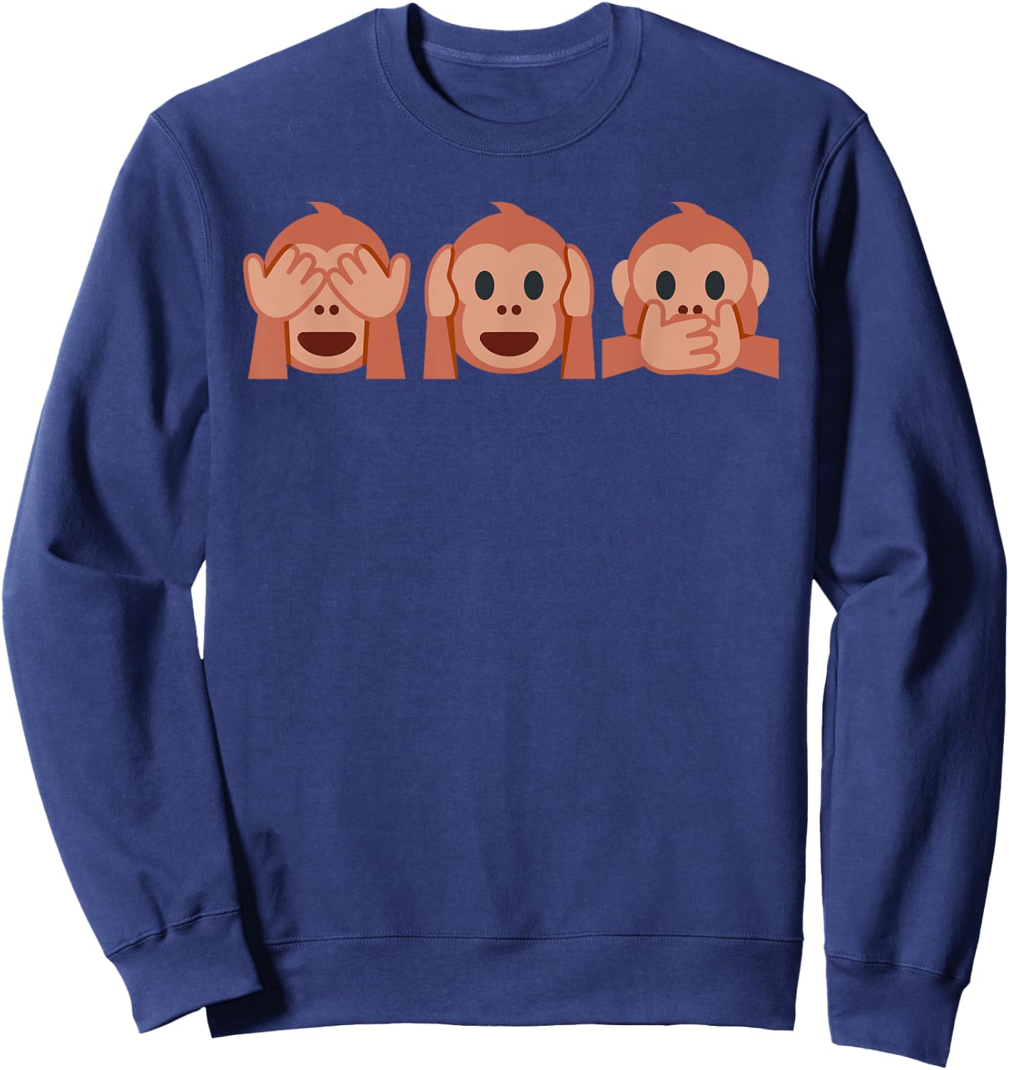 three monkeys Emoticon see hear speak no Evil Emoticon Sweatshirt - Sweatshirt | Navy