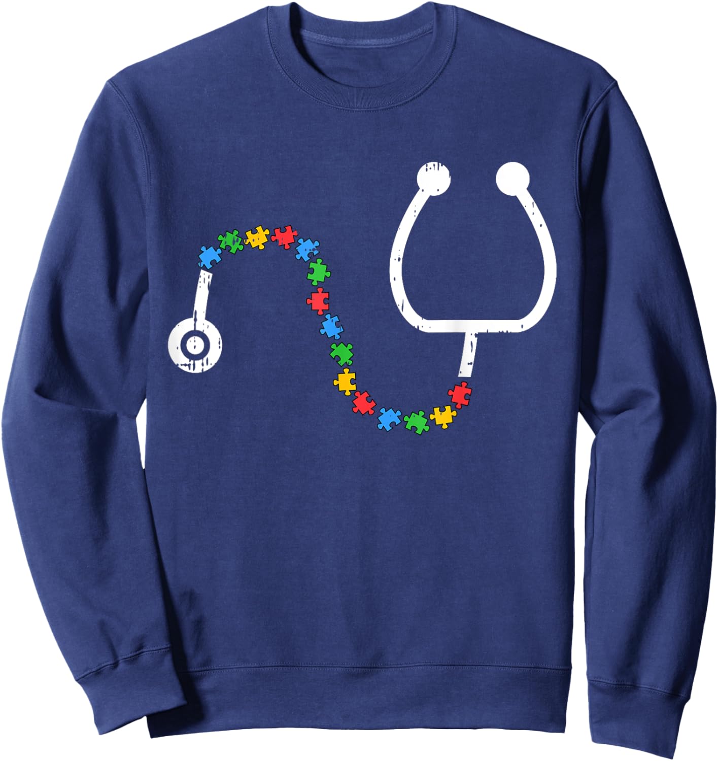 Stethoscope Autism Awareness Medical RN Nurse Doctor Gifts Sweatshirt - Sweatshirt | Navy