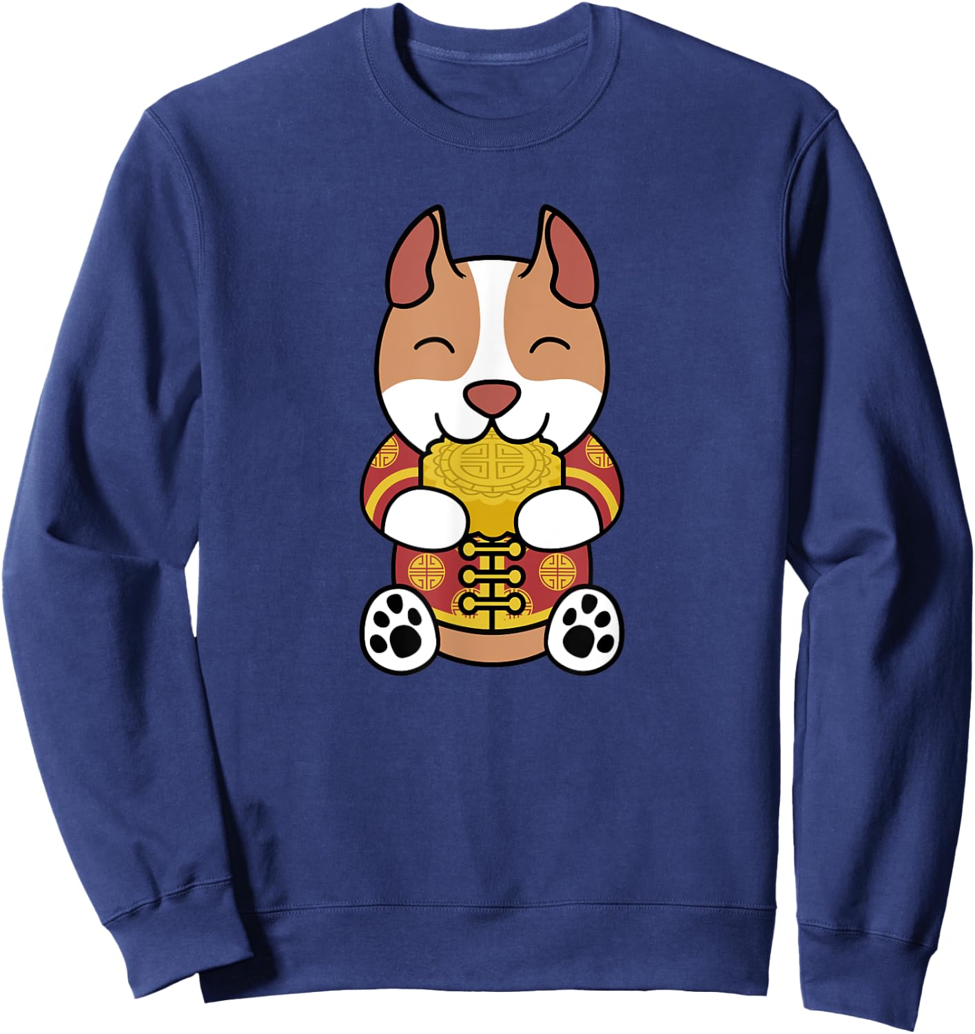 Chinese Costume Mooncake Pit Bull Dog Sweatshirt - Sweatshirt | Navy