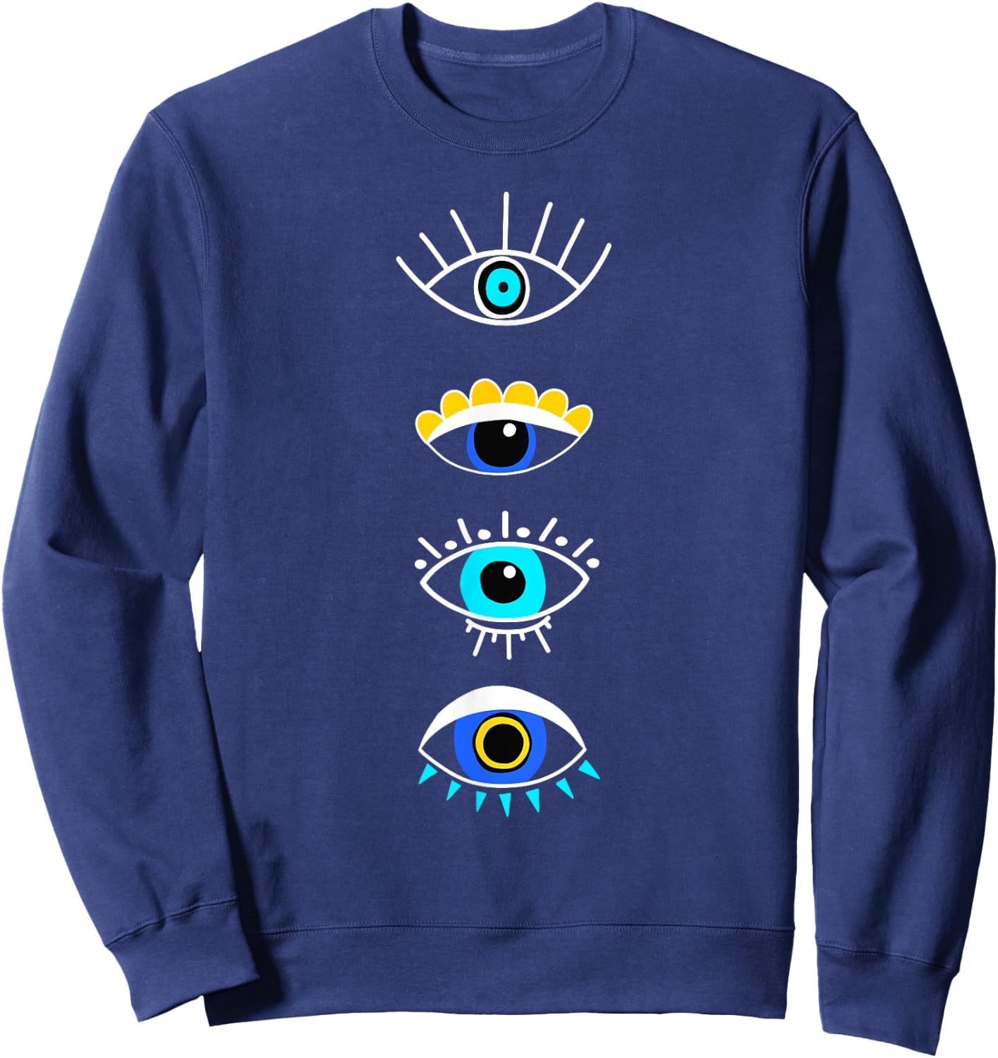 Evil Eye Curse Protection Seeing Eyes Nazar Mati Evil Eye Sweatshirt - Sweatshirt | Navy
