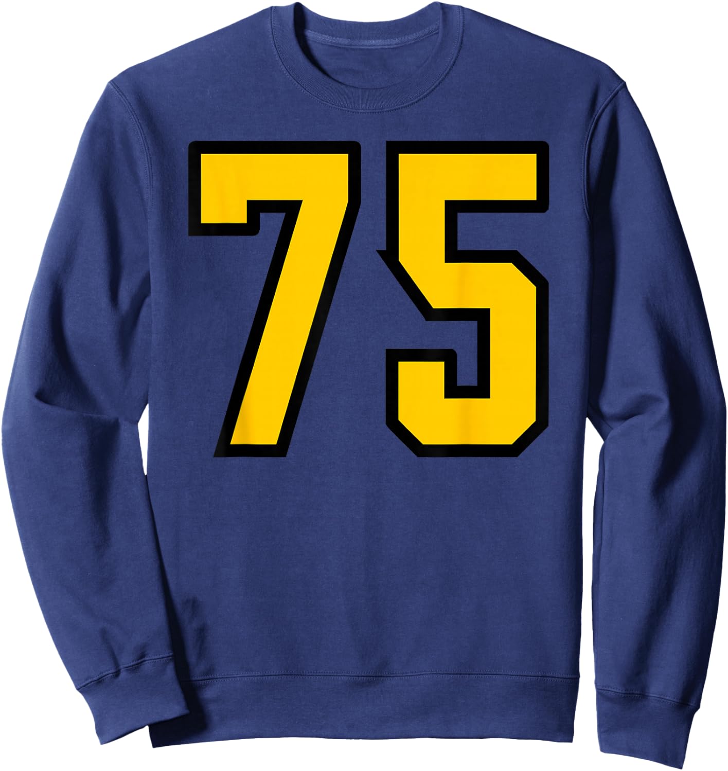 Yellow Black Sports Team Number #75 Sweatshirt - Sweatshirt | Navy