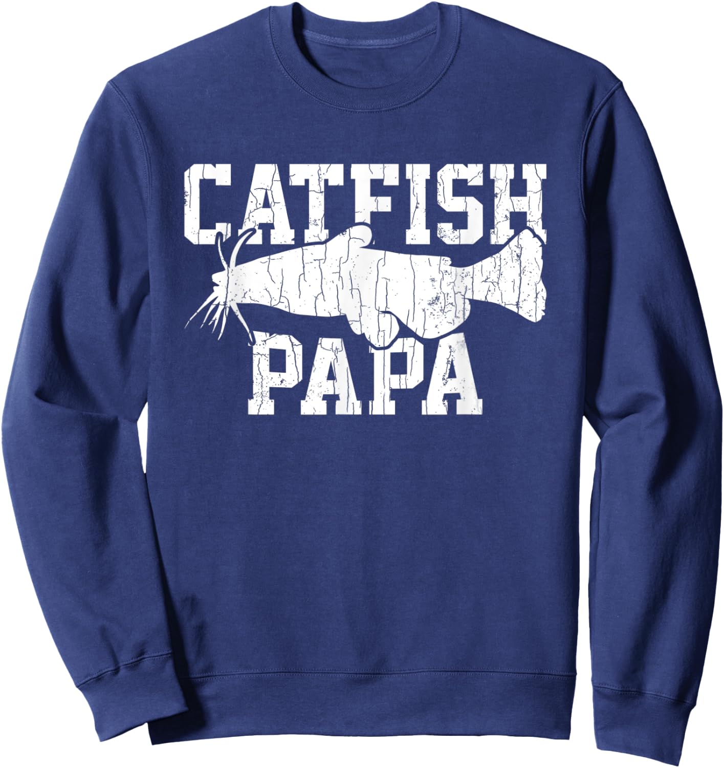 Catfish Papa Funny Fishing Lover Catfishing Graphic Sweatshirt - Sweatshirt | Navy