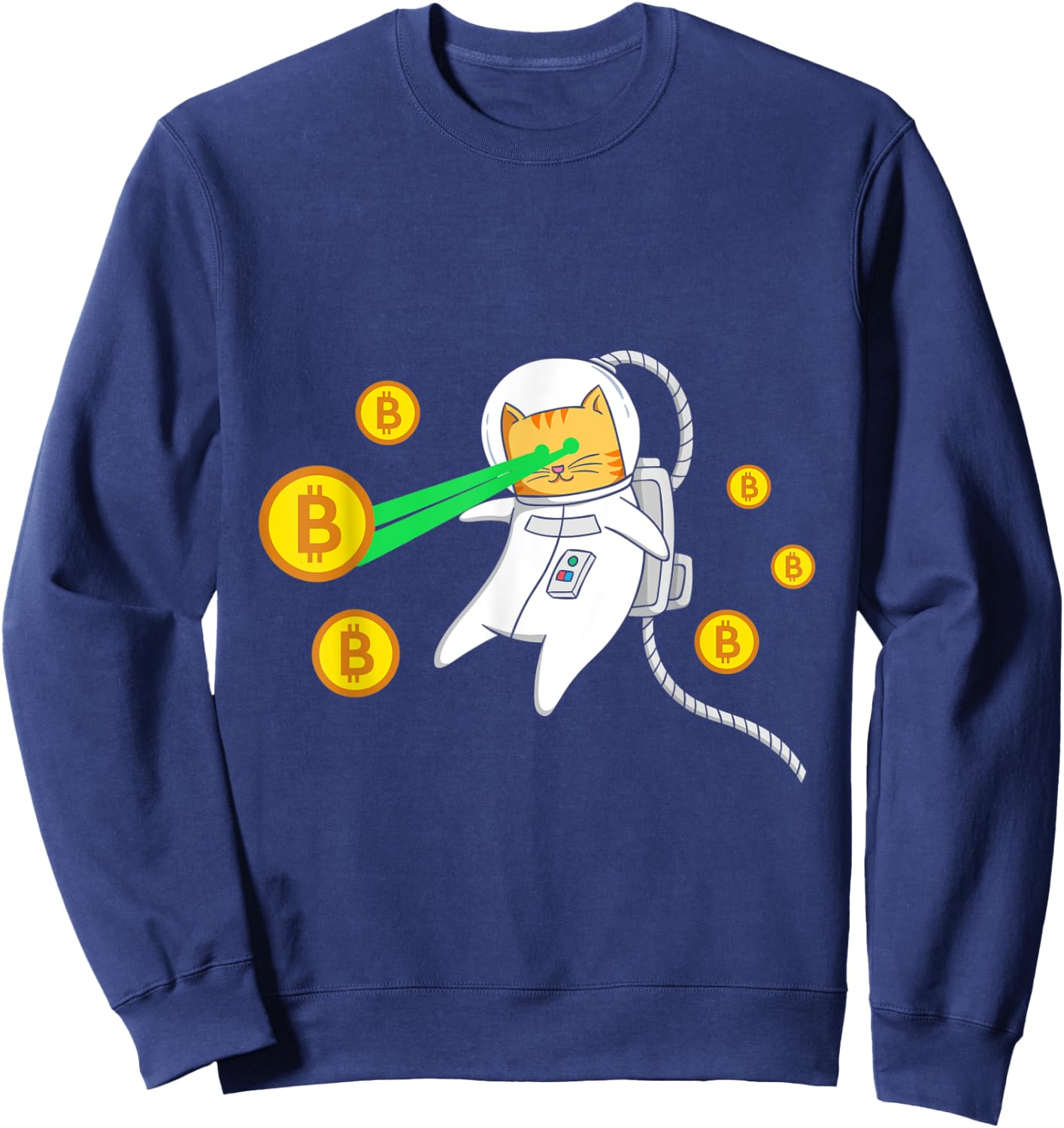 Space Astronaut Cat Bitcoin Laser Eyes Cryptocurrency BTC Women Sweatshirt - Sweatshirt | Navy