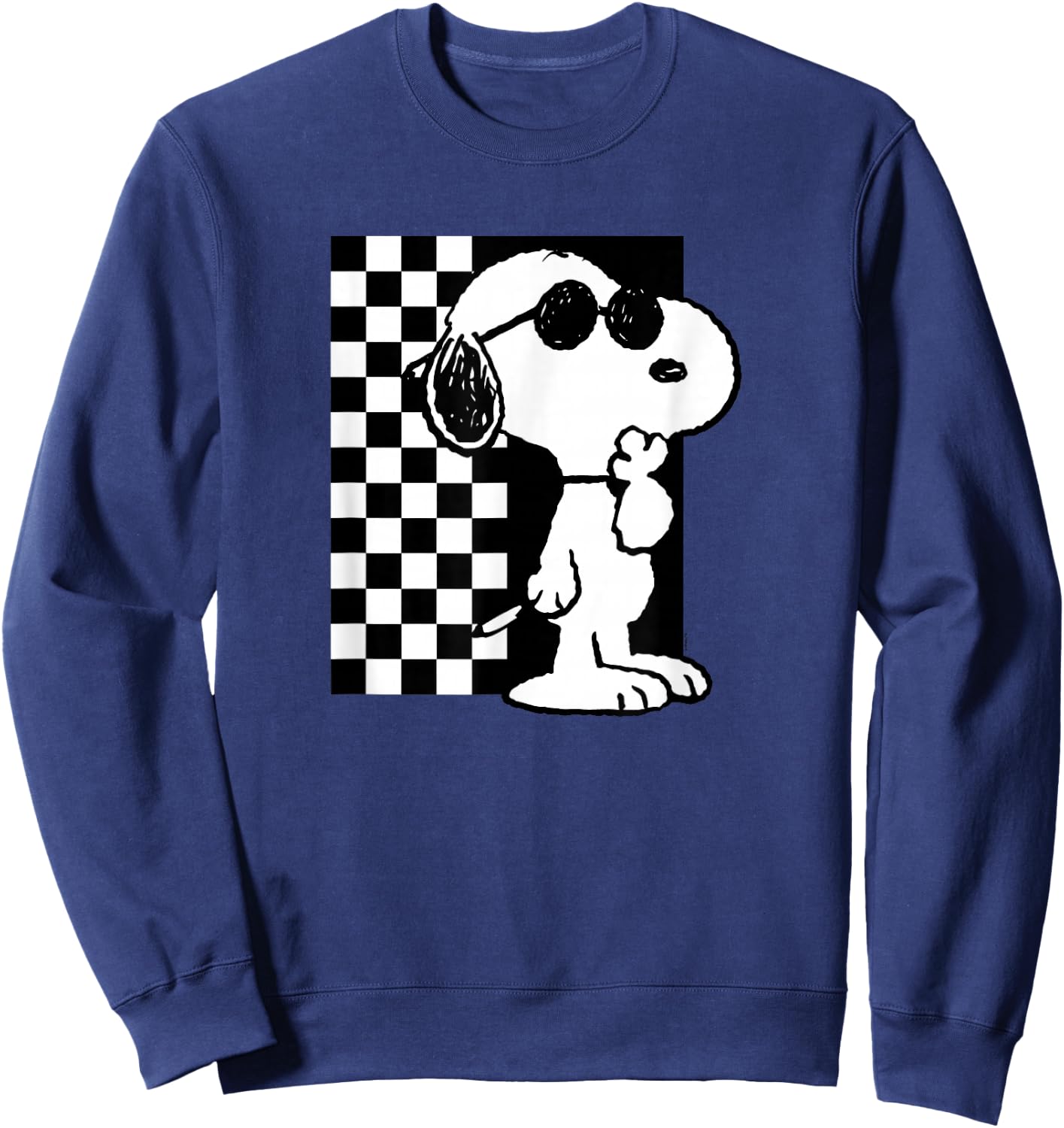 Peanuts - Snoopy Coolness Checkered Sweatshirt - Sweatshirt | Navy