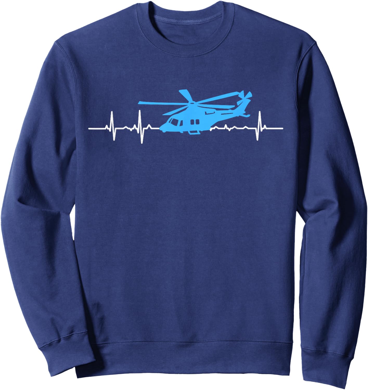 Helicopter Heartbeat Funny EKG Pilots and Aviation Gift Men Sweatshirt - Sweatshirt | Navy