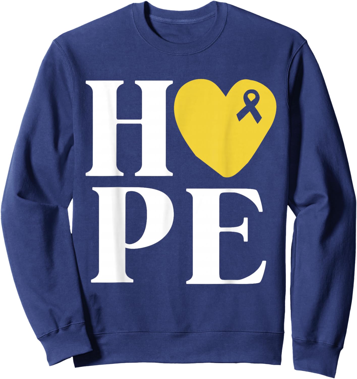 Childhood Cancer Fighter Shirts Hope Gold Ribbon Awareness Sweatshirt - Sweatshirt | Navy