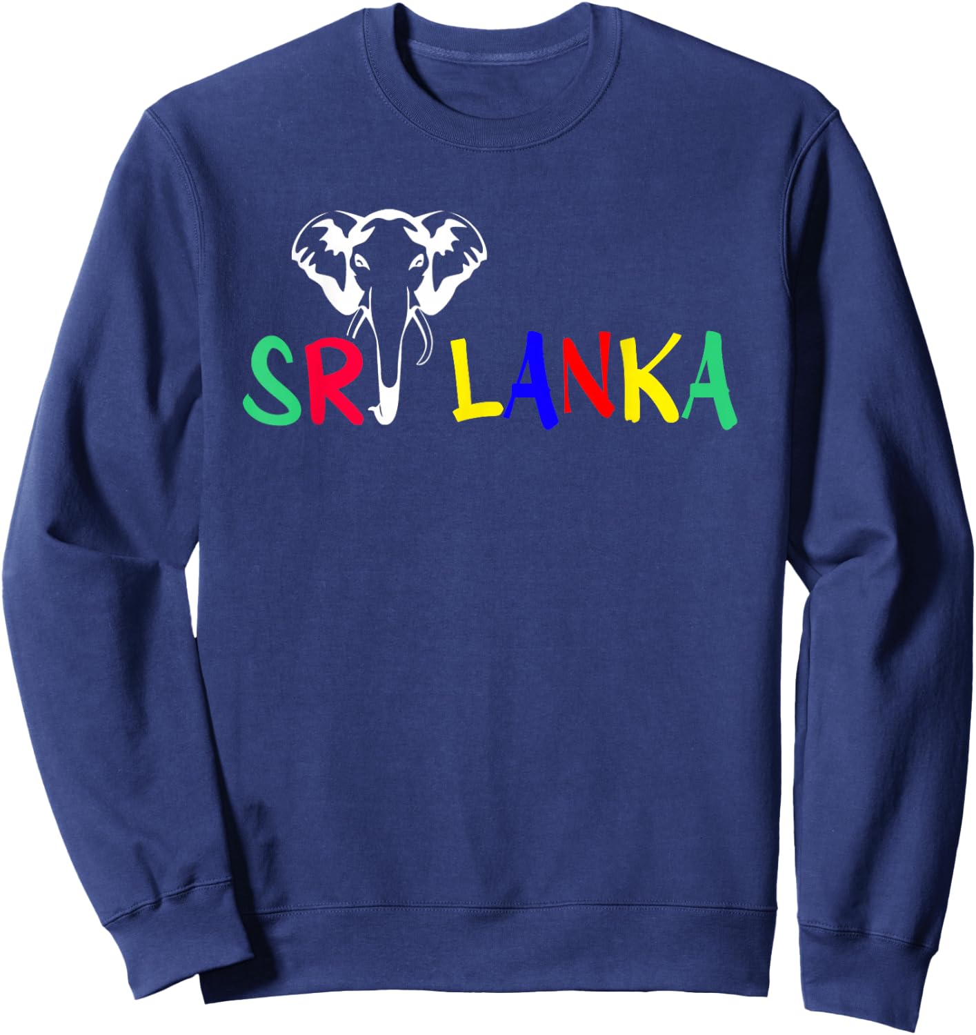 Beach Summertime Ocean | Sri Lanka Elephant | Summer Vacation | -Adults | Black, X-Small | Short Sleeve Sweatshirt - Sweatshirt | Navy
