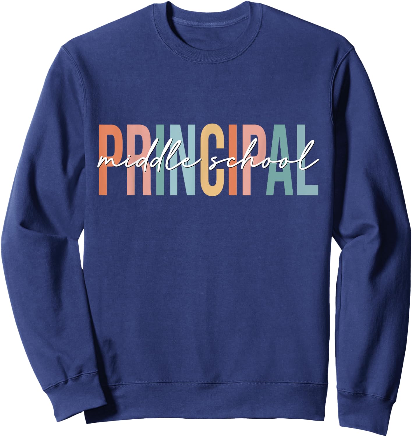 Boho Retro Vintage Middle School Principal Back To School Sweatshirt - Sweatshirt | Navy