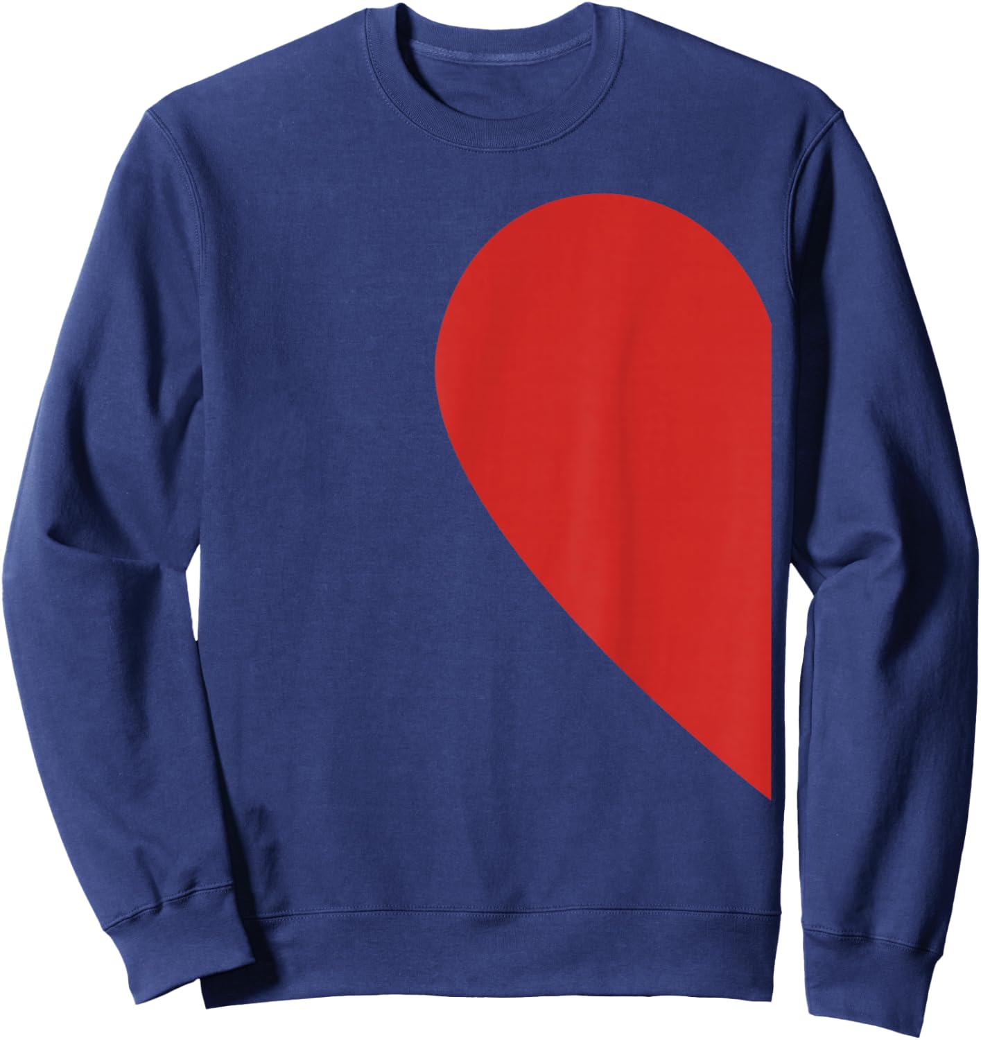 Matching Half Heart Red Valentines Day Twin T Shirt Sweatshirt - Sweatshirt | Navy