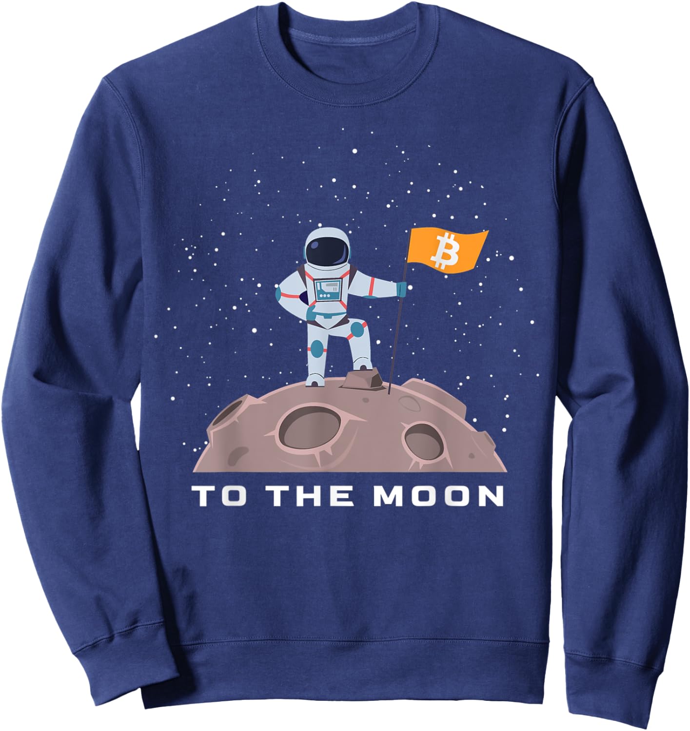 Bitcoin to the moon BTC Crypto Astronaut with BTC Flag Sweatshirt - Sweatshirt | Navy
