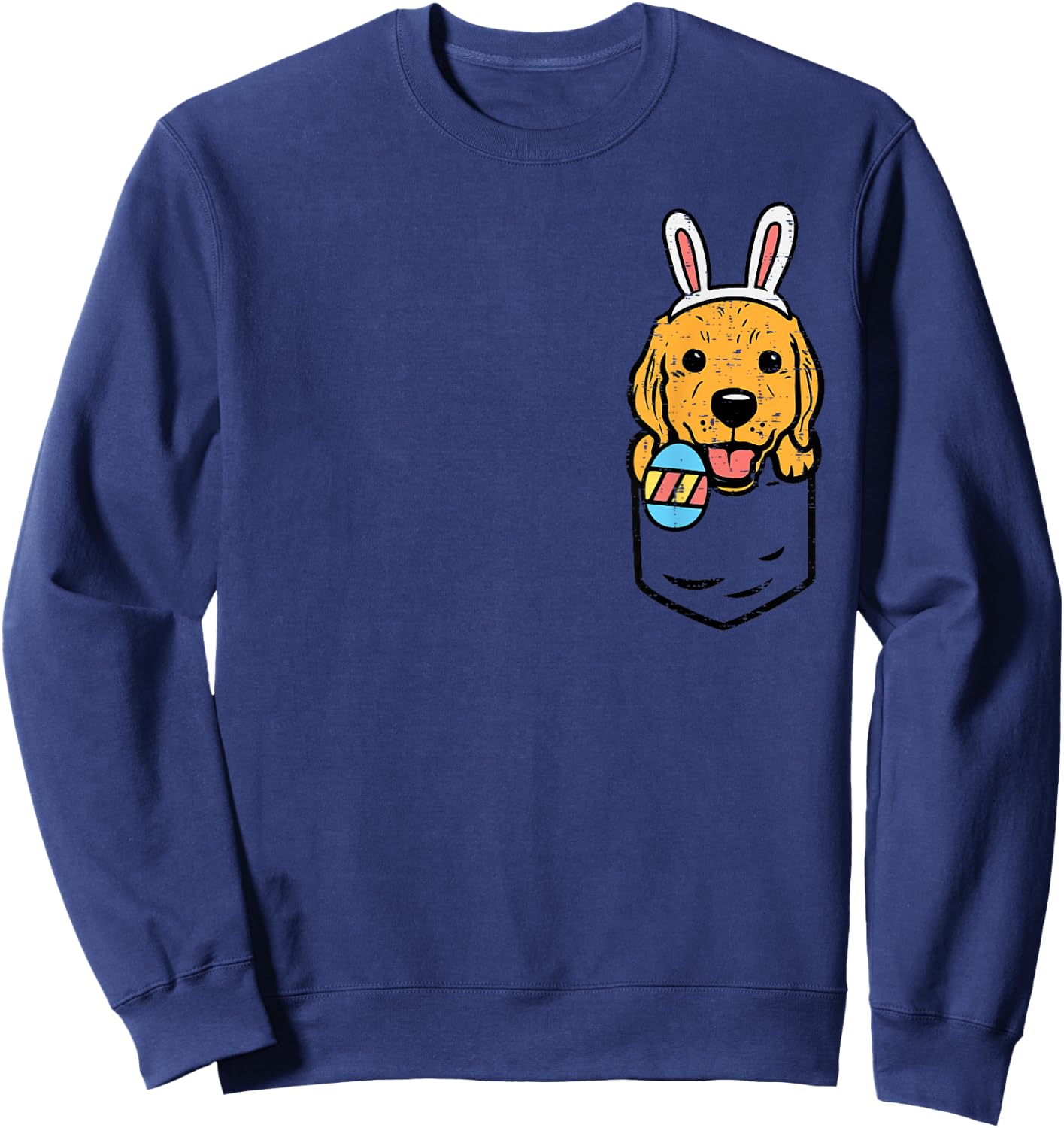 Pocket Golden Retriever Bunny Cute Easter Dog Men Women Kids Sweatshirt - Sweatshirt | Navy