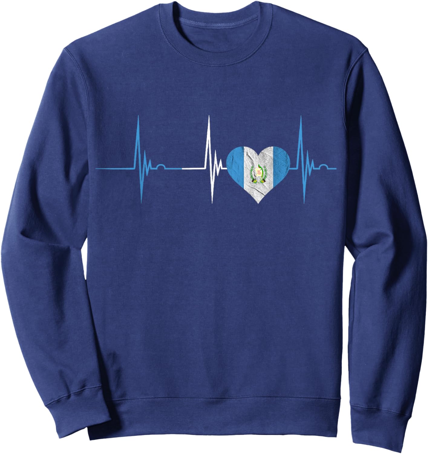 Guatemala Heartbeat EKG Pulse Guatemalan Heart Mayan Chapin Sweatshirt - Sweatshirt | Navy