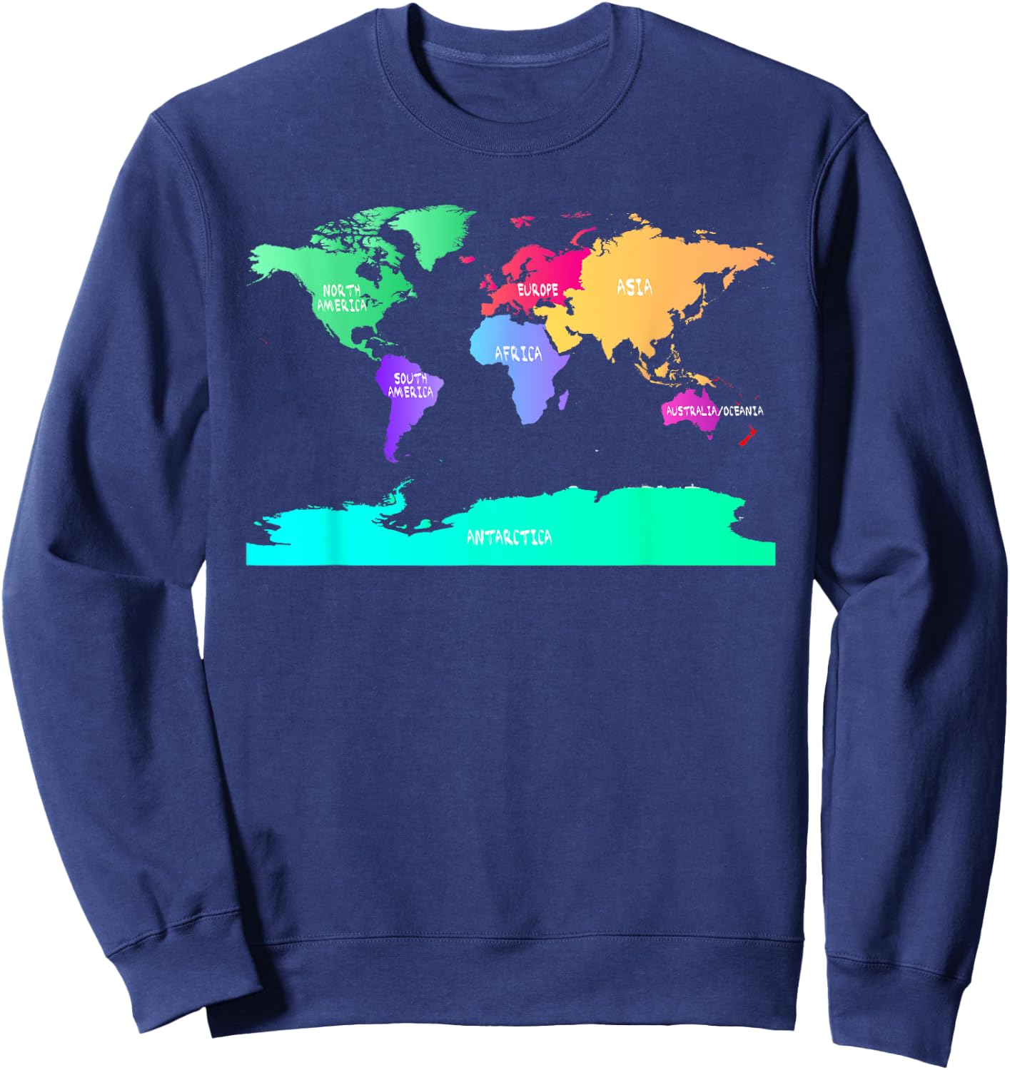 World Map of All Seven Continents Sweatshirt - Sweatshirt | Navy