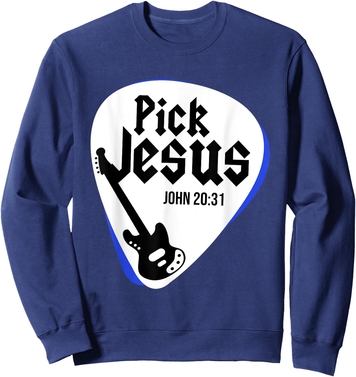 Jesus Christ Guitar Religion Christianity Catholic God Sweatshirt - Sweatshirt | Navy