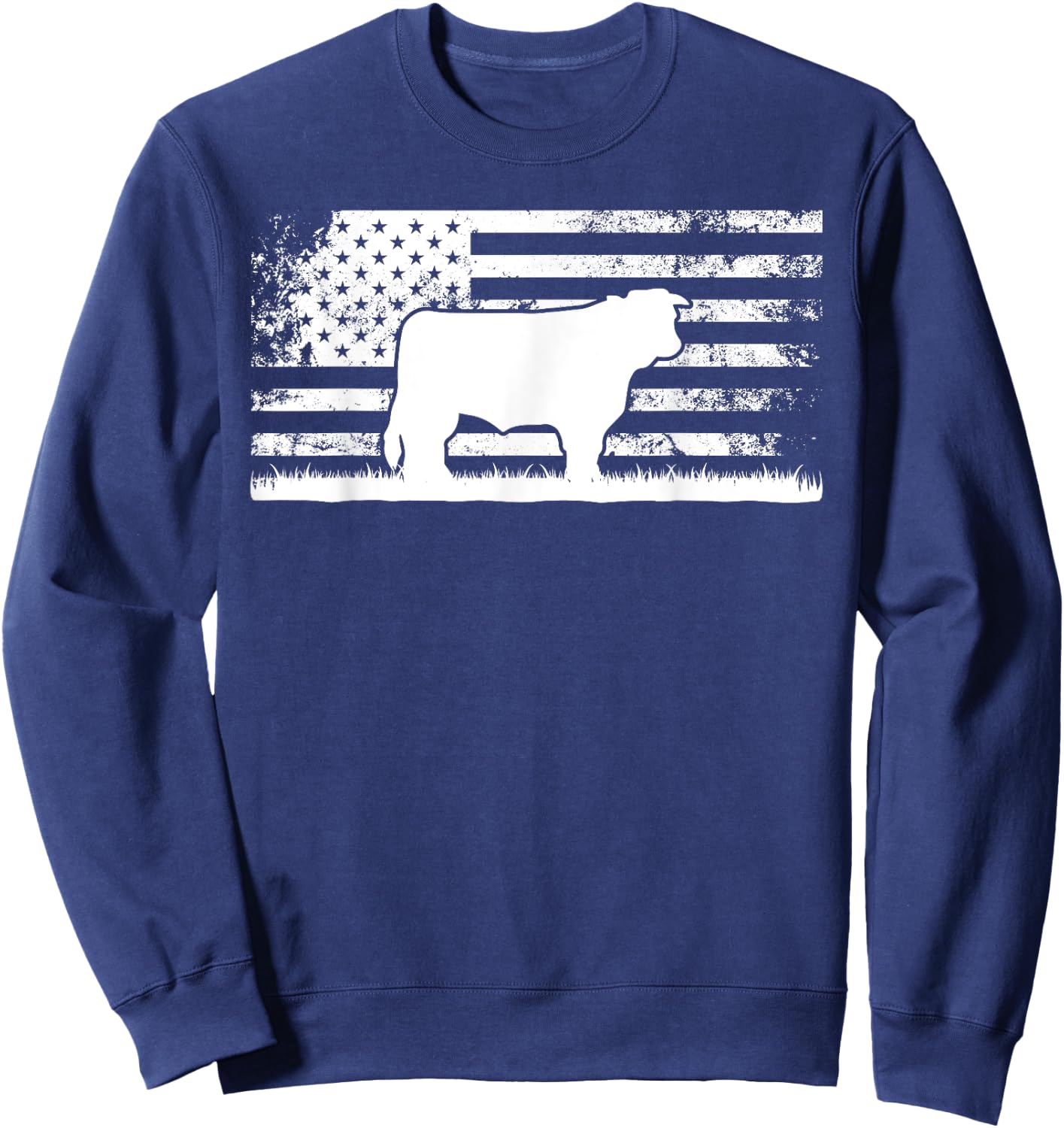 Hereford Rancher - American Flag for Hereford Cow Farmer Sweatshirt - Sweatshirt | Navy
