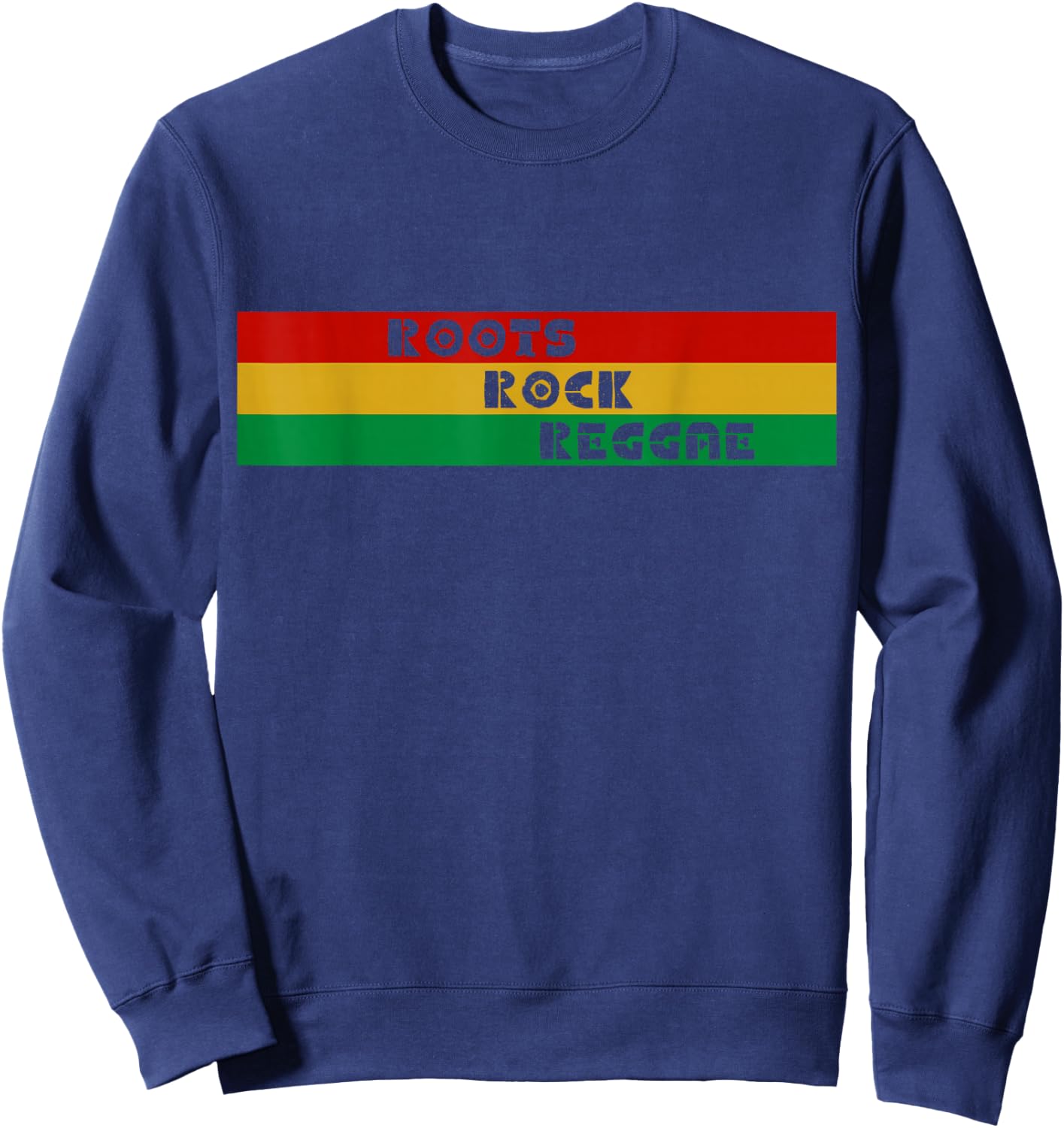 Roots Rock Reggae Rasta Red Gold & Green Striped Horizontal Sweatshirt - Sweatshirt | Navy