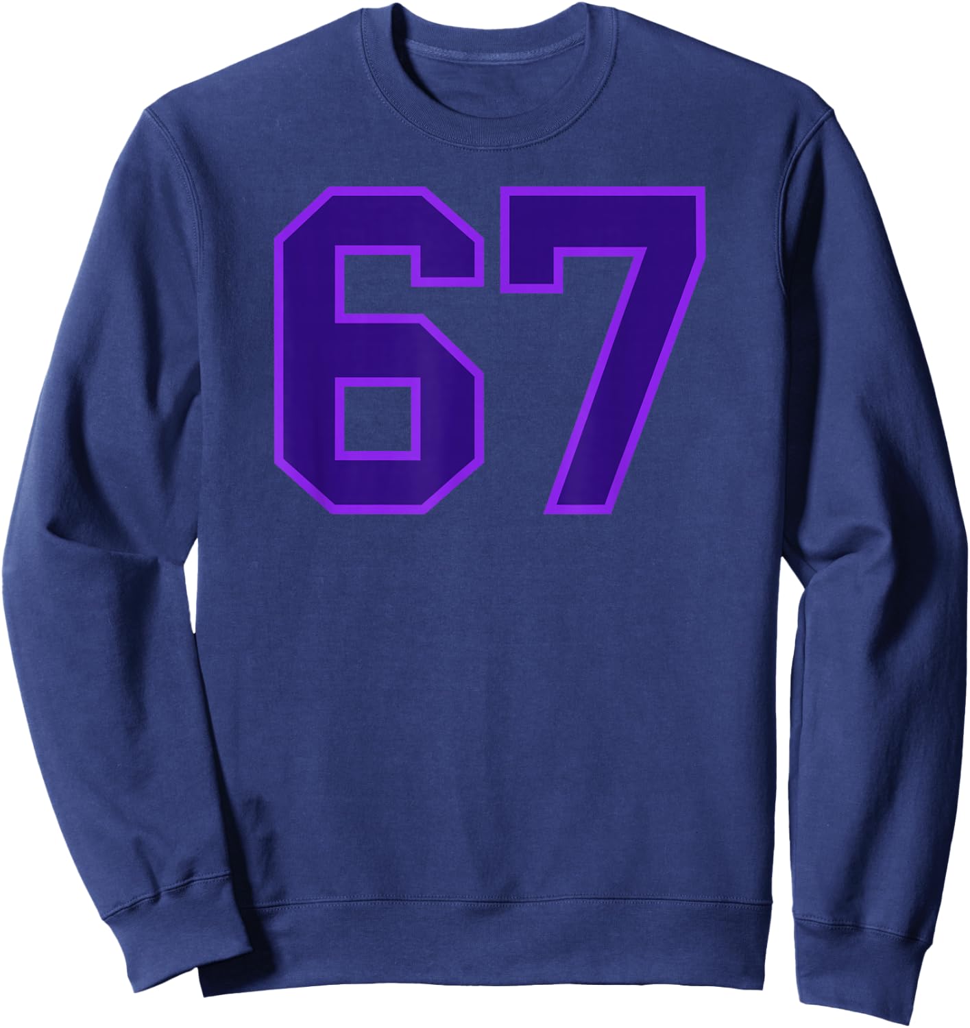 Purple Sports Team Number 67 Sweatshirt - Sweatshirt | Navy