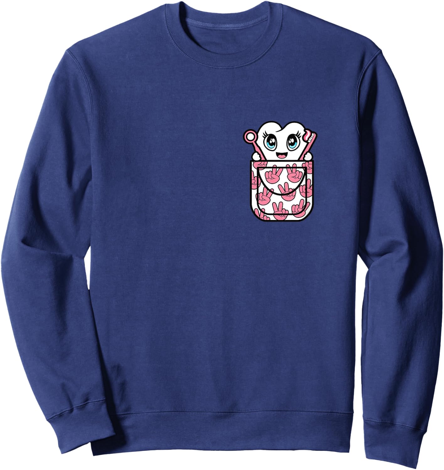 Funny Tooth Pocket Dental Hygienist Dentist Women Girls Sweatshirt - Sweatshirt | Navy