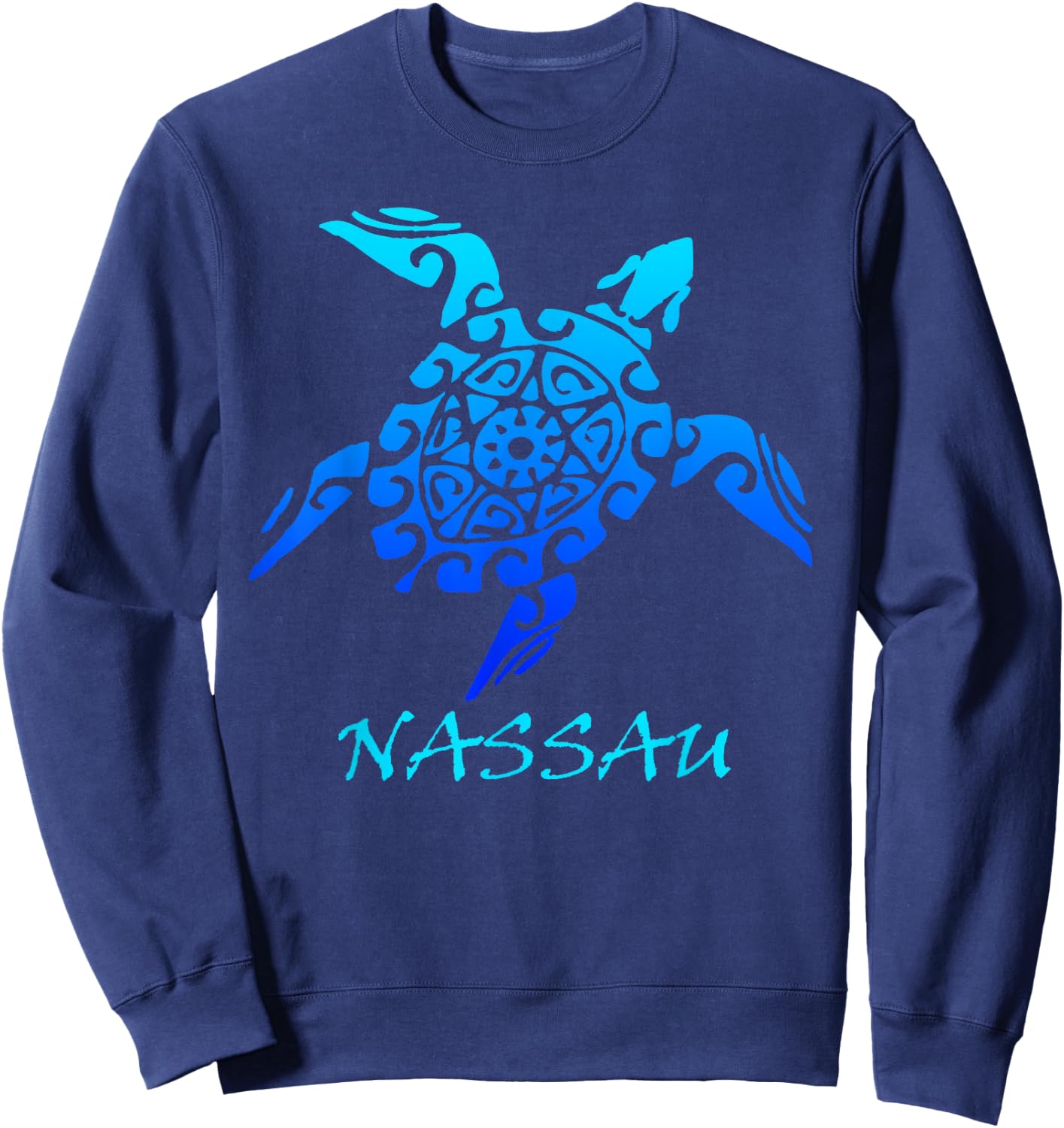 Nassau Bahamas Vintage Retro Tribal Sea Turtle Vacation Sweatshirt - Sweatshirt | Navy