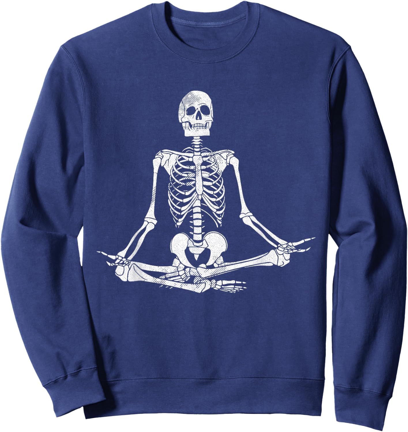 Meditating Skeleton Lazy Halloween Costume Funny Skull Yoga Sweatshirt - Sweatshirt | Navy