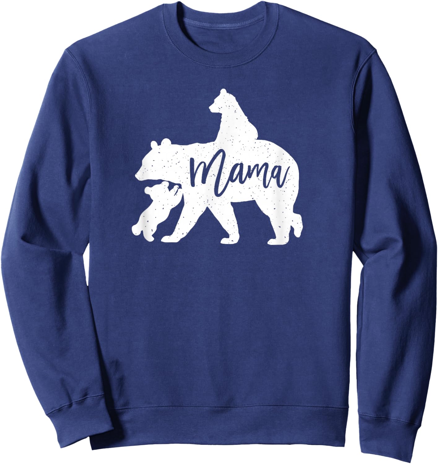 Mama Bear 2 Baby Bear Cubs Playing Riding on Back Sweatshirt - Sweatshirt | Navy