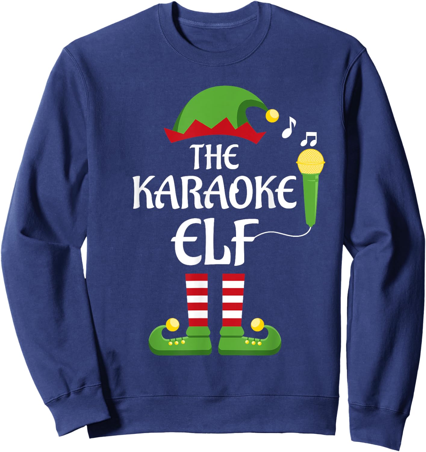 Karaoke Elf Family Matching Group Christmas Singing Sweatshirt - Sweatshirt | Navy